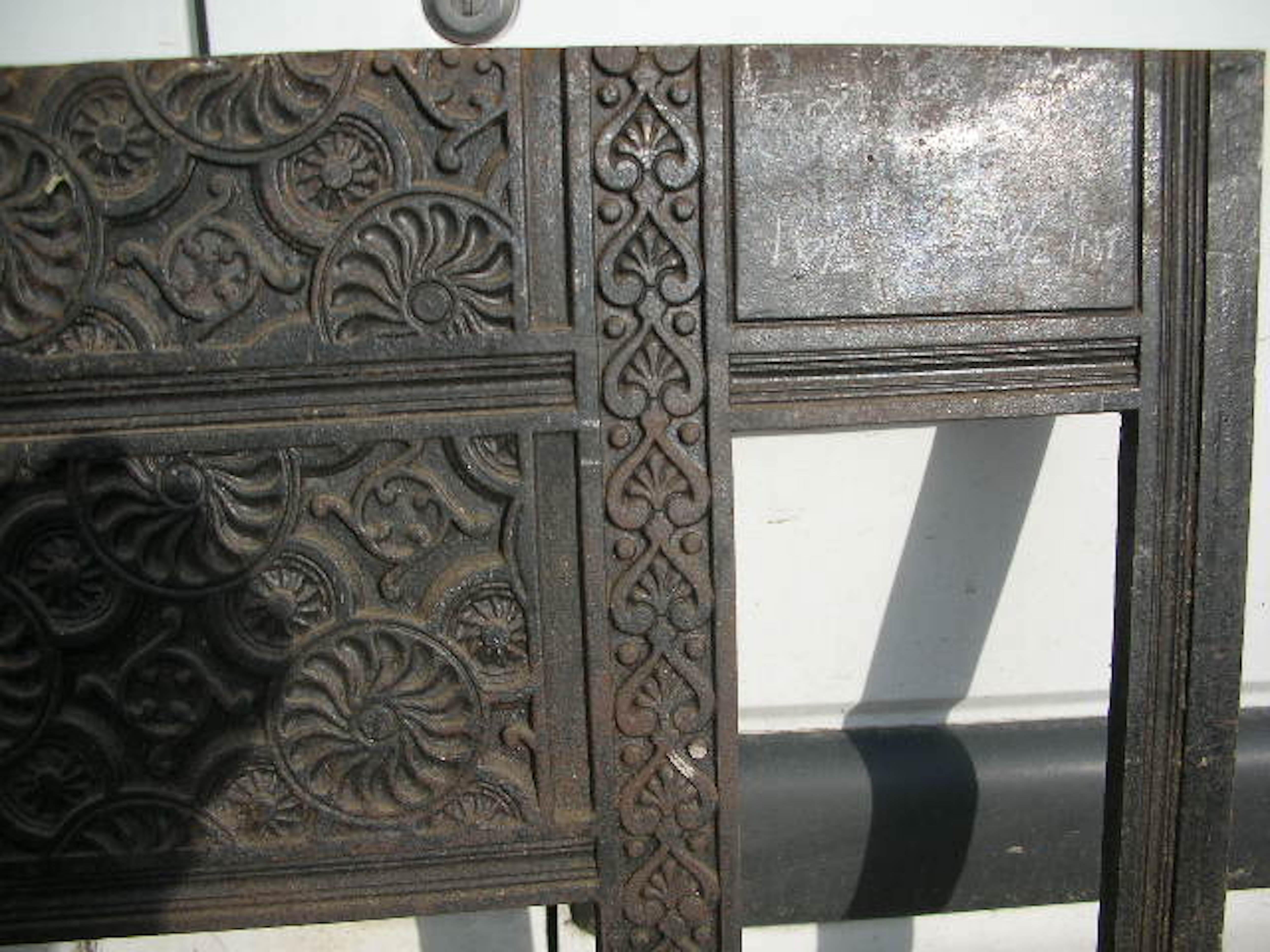 Thomas Jeckyll. An Aesthetic Movement cast iron fire insert with stylized flower details.
Made by Barnard Bishop and Barnard of Norwich.
This insert takes ten standard 6 inch square period tiles which fit easily from the back.
Measures: Height 38