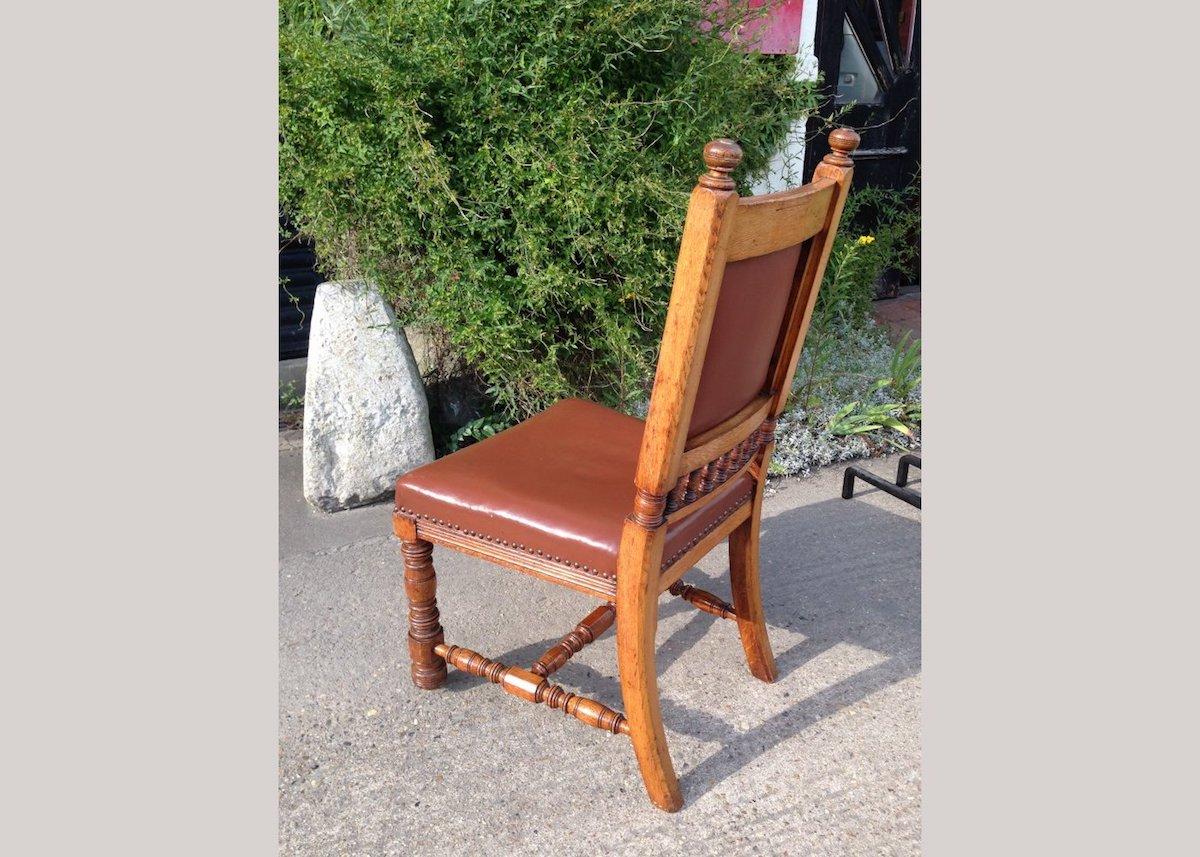 English Thomas Jeckyll by Gillows, Aesthetic Movement, Rare Set of Ten Oak Dining Chairs For Sale