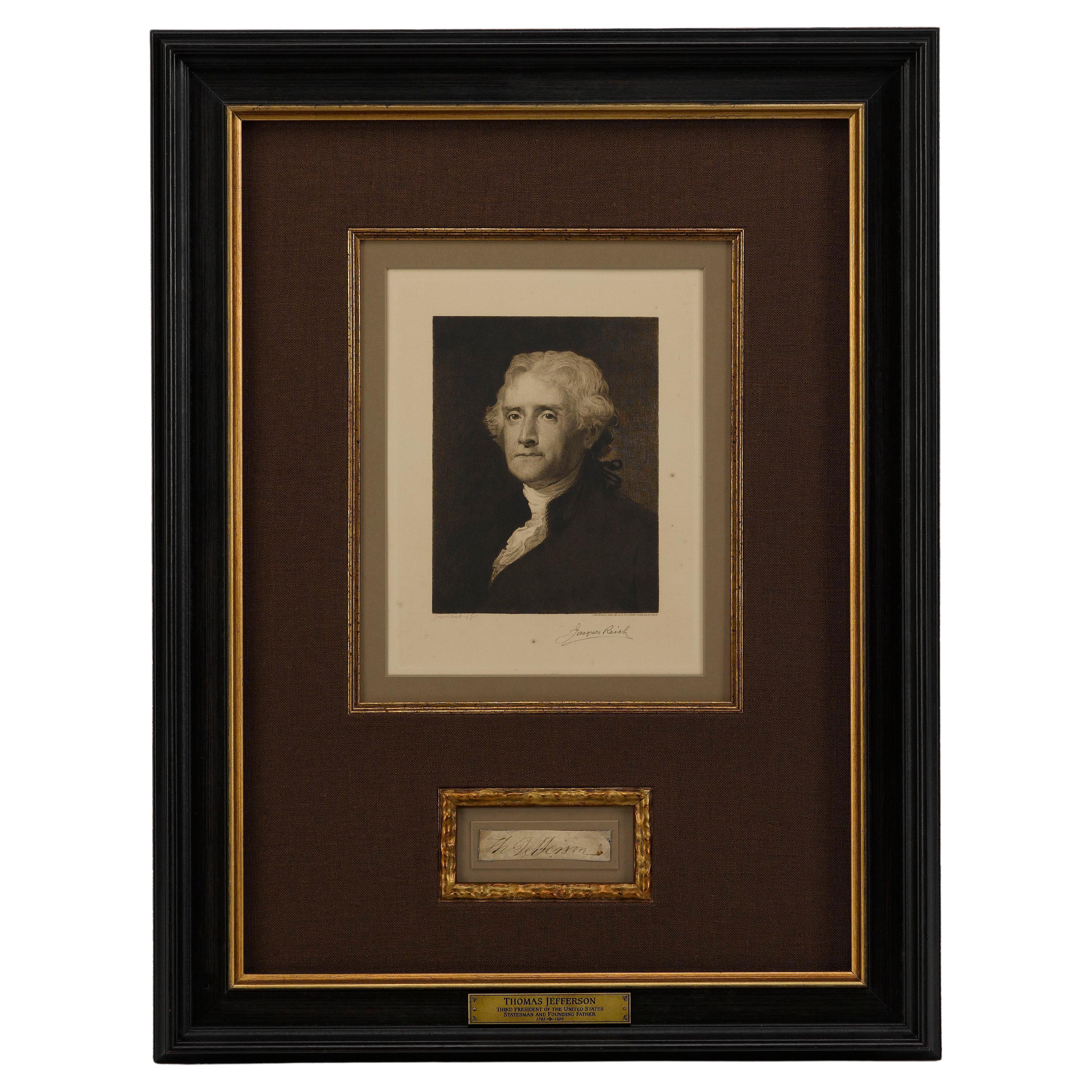 Collage de la signature de Thomas Jefferson en vente