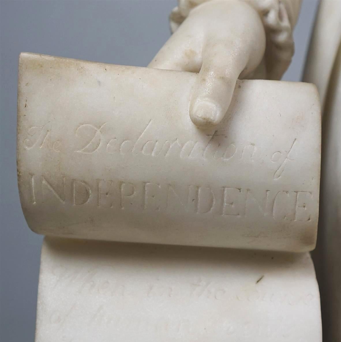 Federal Thomas Jefferson White Marble Figure Holding the Declaration of Independence