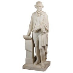 Thomas Jefferson White Marble Figure Holding the Declaration of Independence