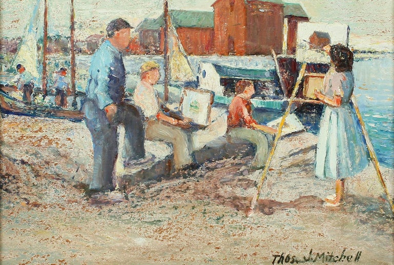 Antique American Impressionist Seascape Oil Painting 