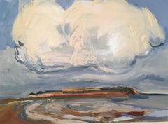 Ephram Island Storm, landscape oil painting on paper