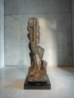 Big Muse Sculpture Head Portrait Totem Raw Cubism In Stock