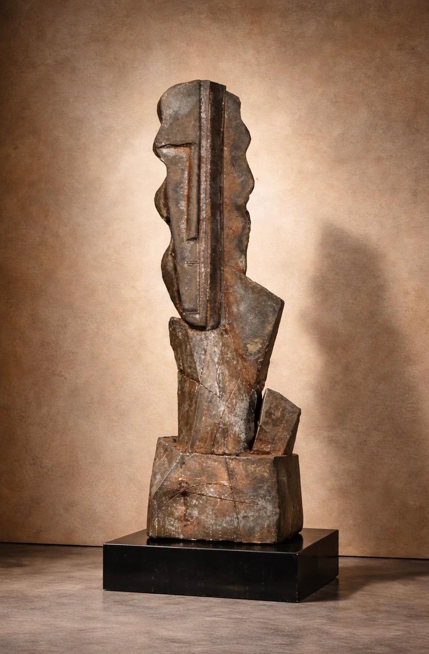 Big Muse Sculpture Head Portrait Totem Raw Cubism In Stock
