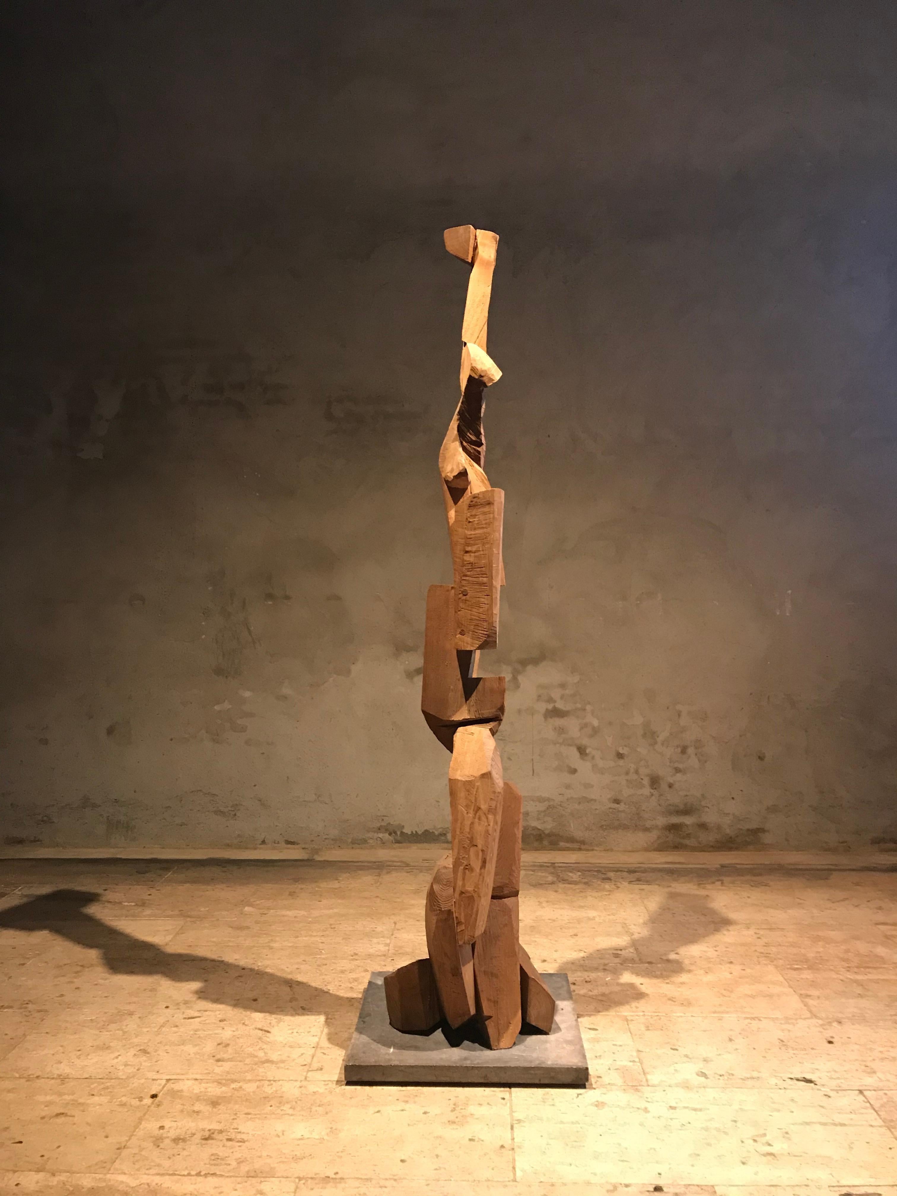 Thomas Junghans Abstract Sculpture - Chorus III Acacia Wooden Sculpture Big In Stock