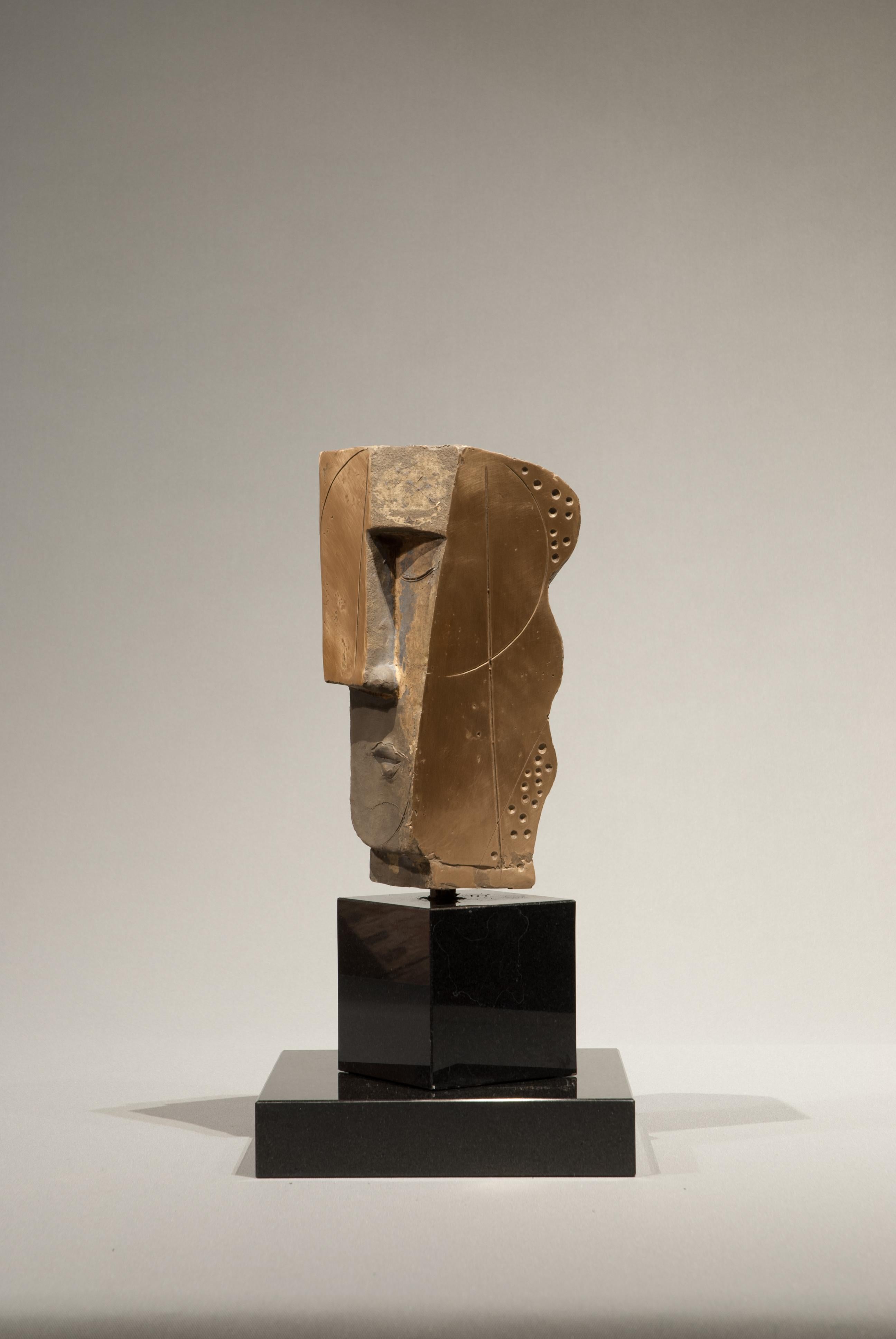 Escultura de bronce Cubicus  Figurativo Abstracto Geométrico Cabeza En Stock en venta 1