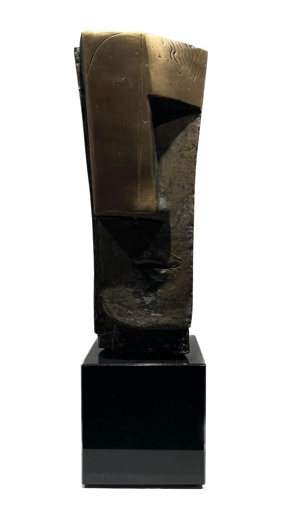 Cubicus Bronze Sculpture Unicum  Figurative Abstract Geometric Head In Stock For Sale 1