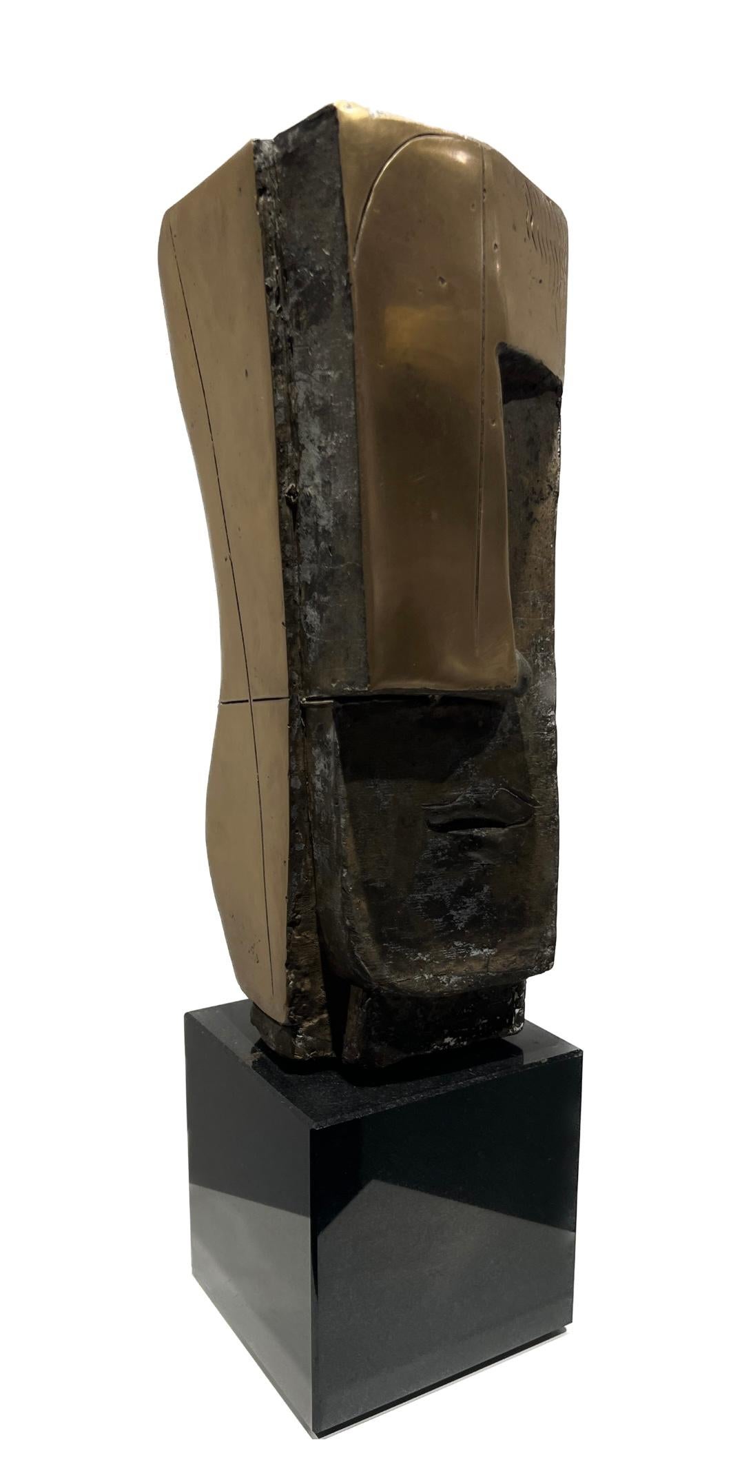 Cubicus Bronze Sculpture Unicum  Figurative Abstract Geometric Head In Stock For Sale 2