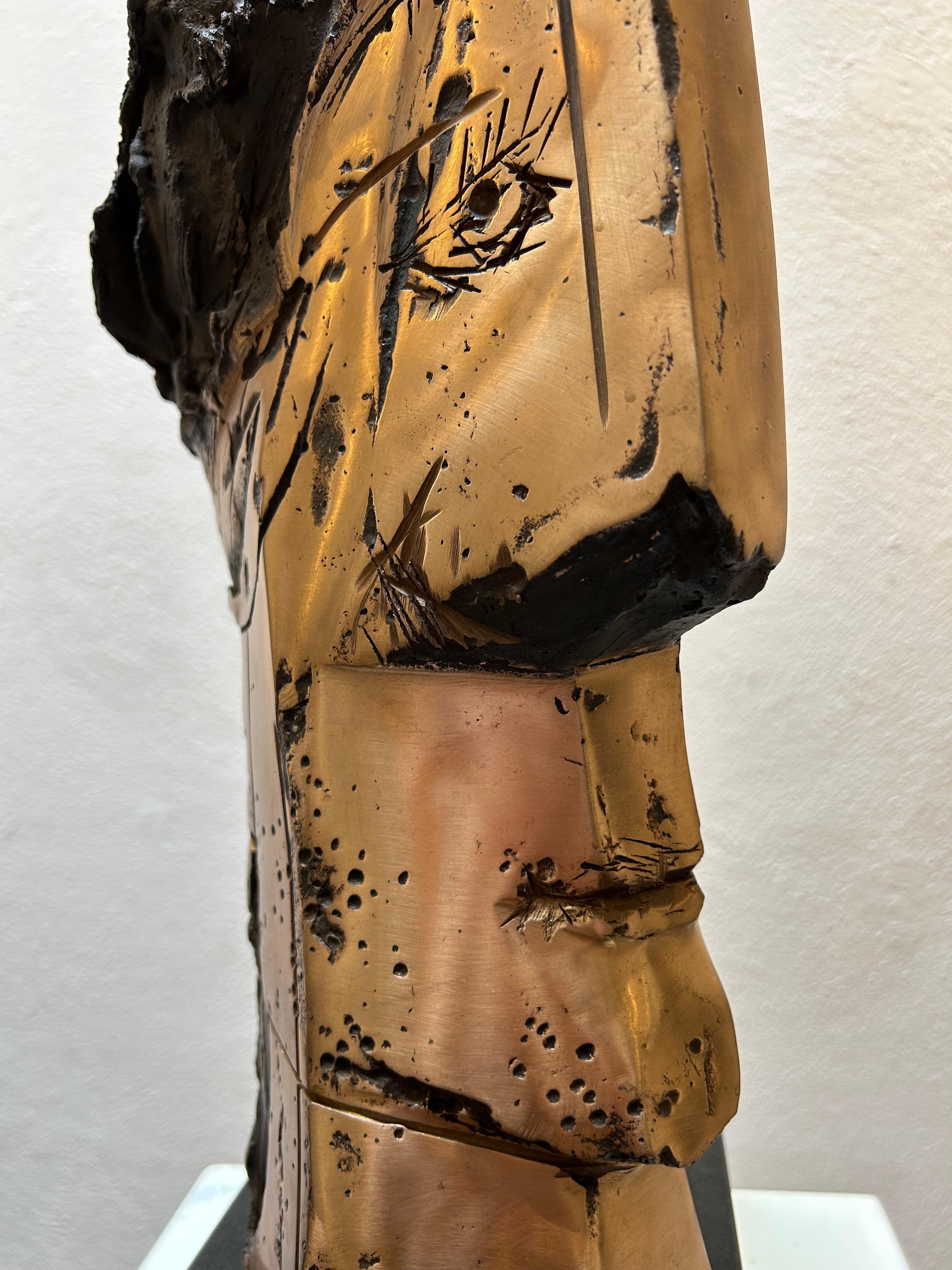 Cabeza Cubista Bronce Pulido Único Retrato Contemporáneo En Stock en venta 9