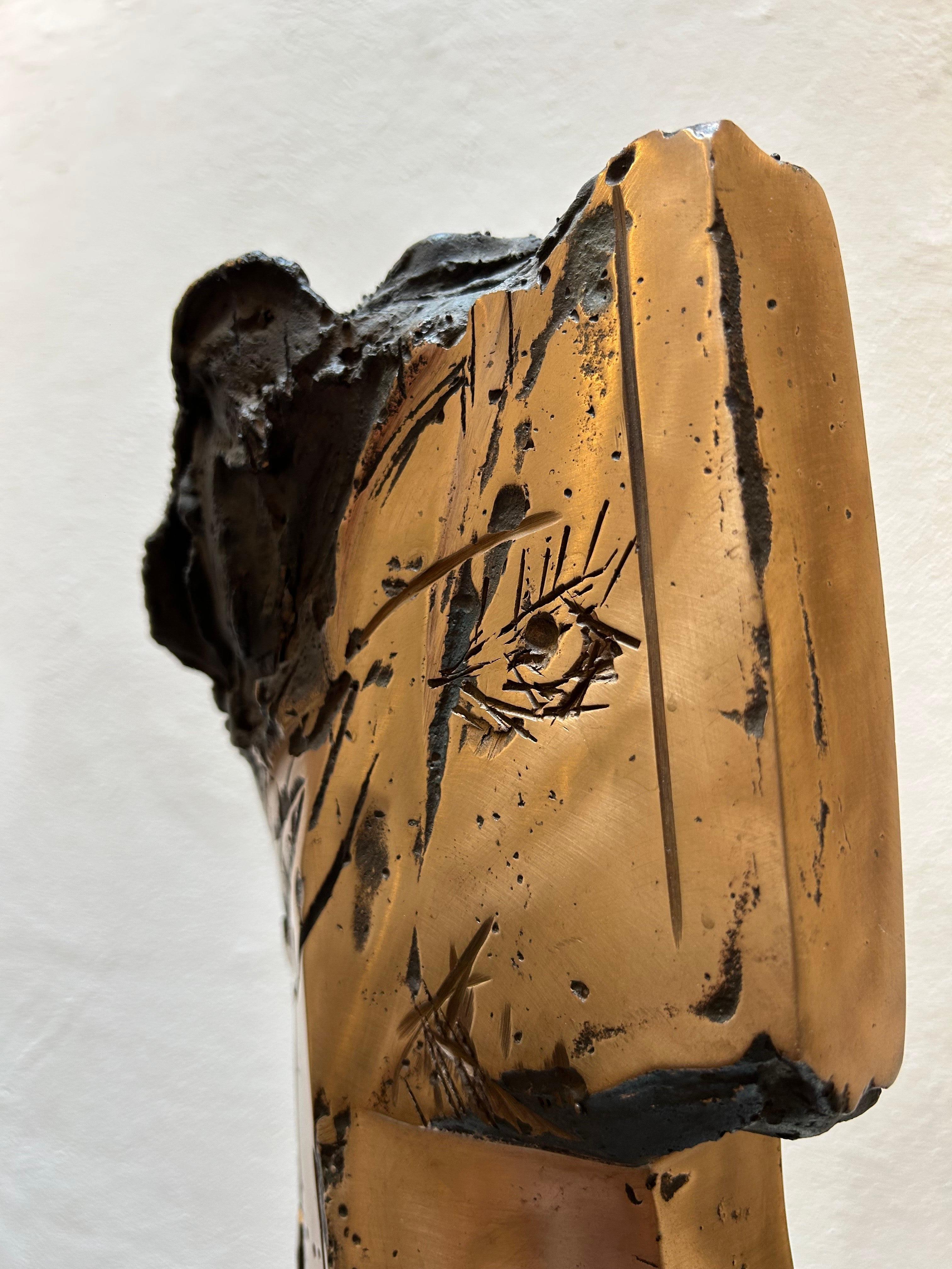 Cabeza Cubista Bronce Pulido Único Retrato Contemporáneo En Stock en venta 10