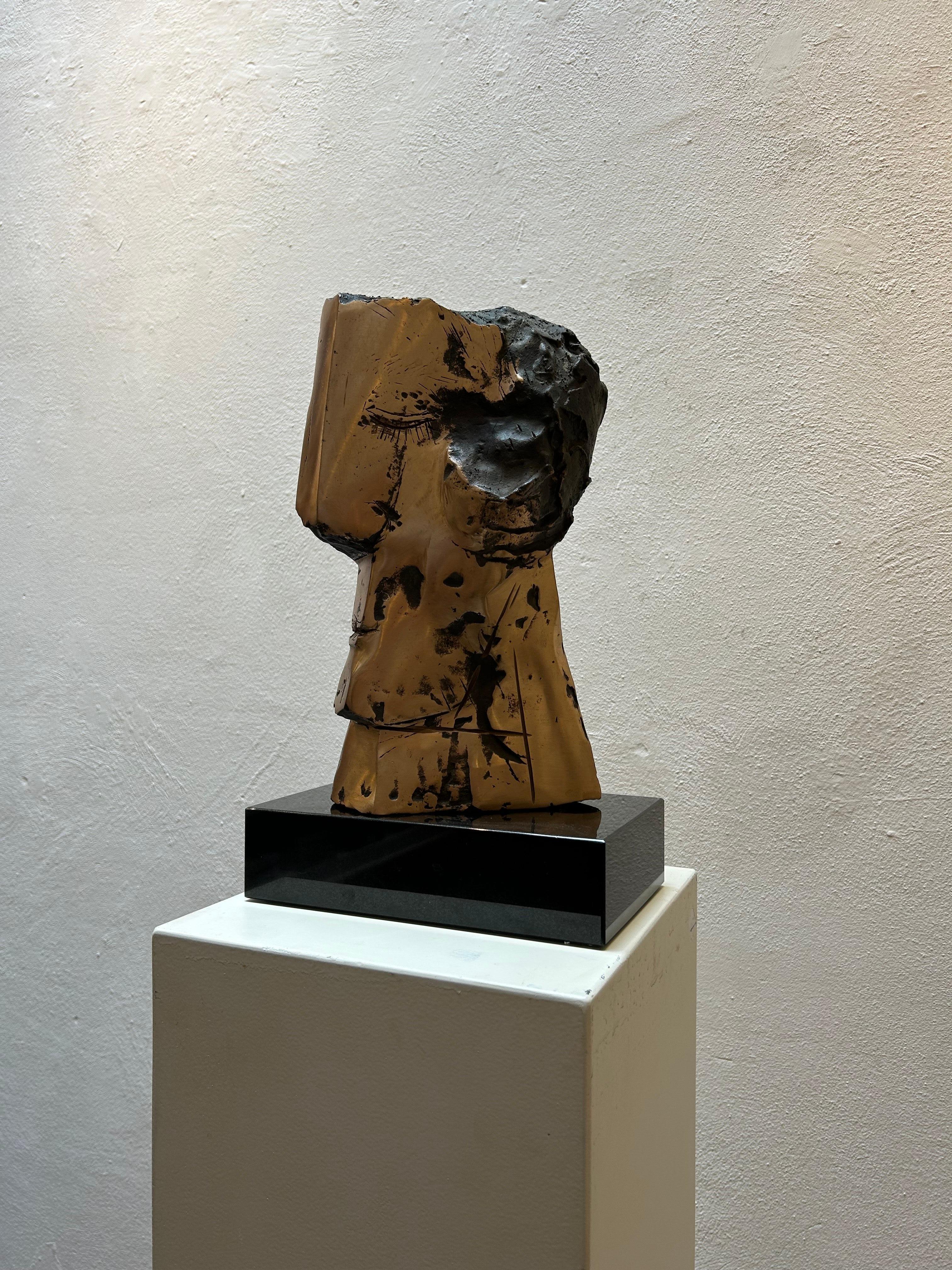 Cabeza Cubista Bronce Pulido Único Retrato Contemporáneo En Stock en venta 2