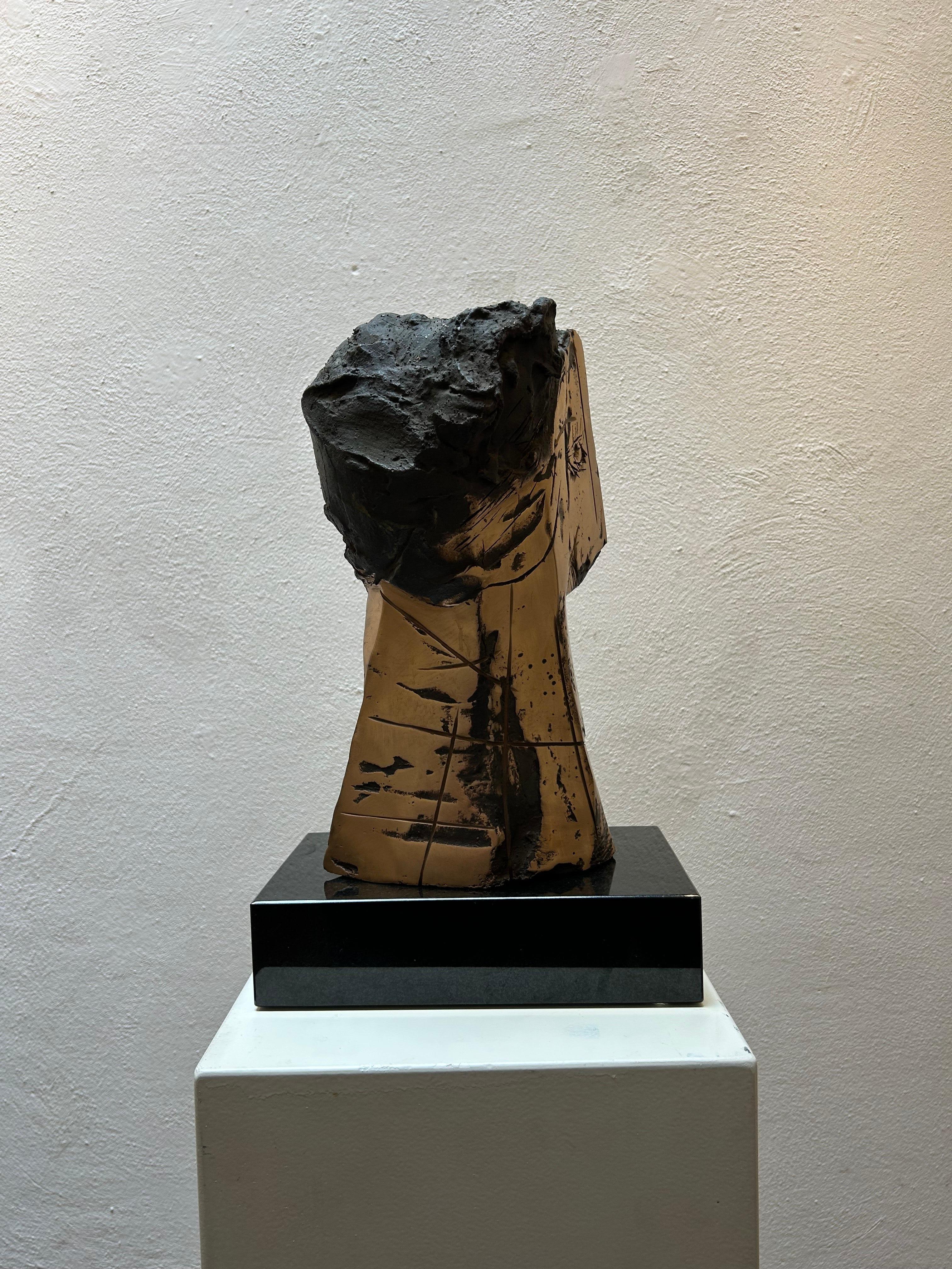 Cabeza Cubista Bronce Pulido Único Retrato Contemporáneo En Stock en venta 4