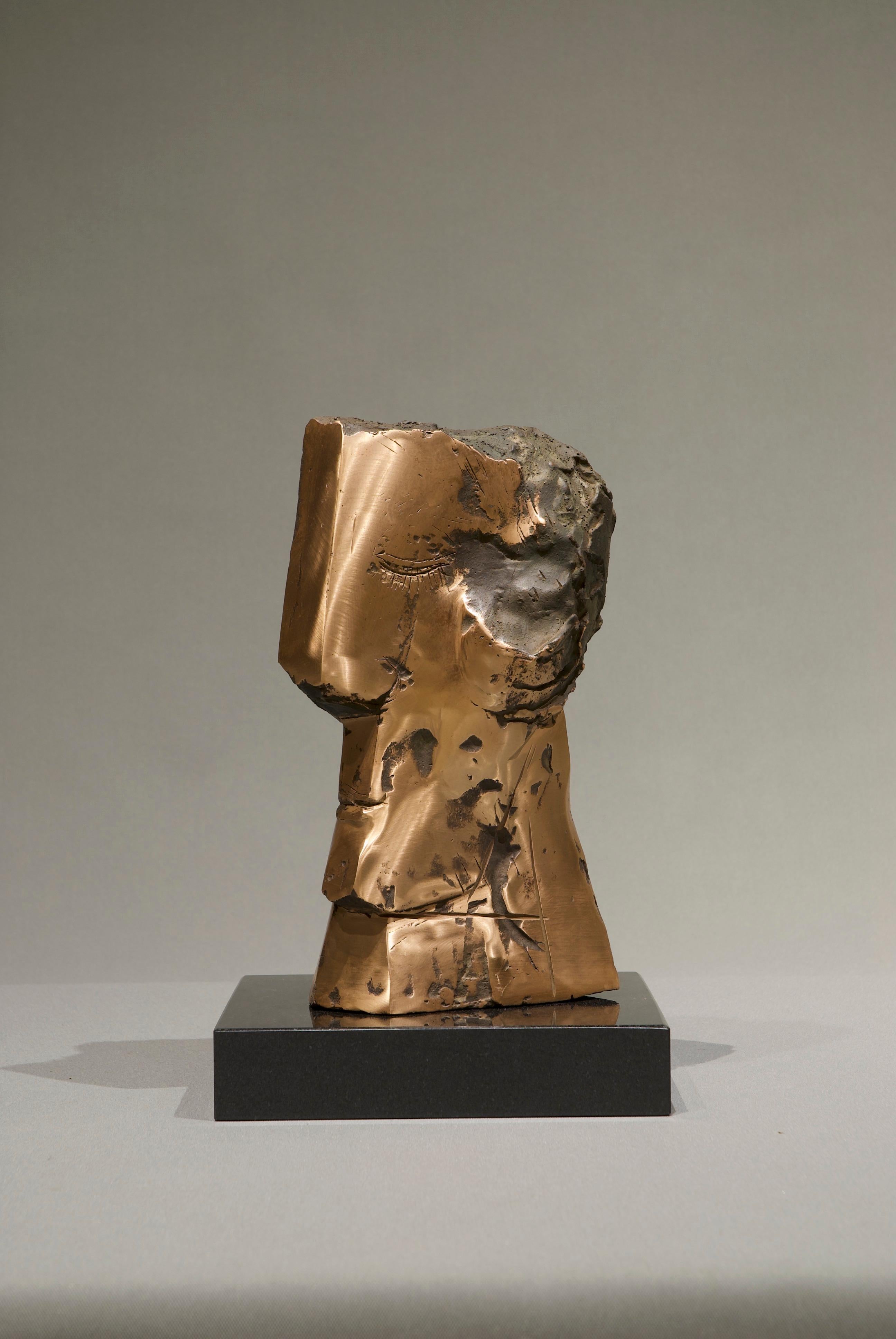 Cubist Bronze Unique Head Portrait Contemporary In Stock