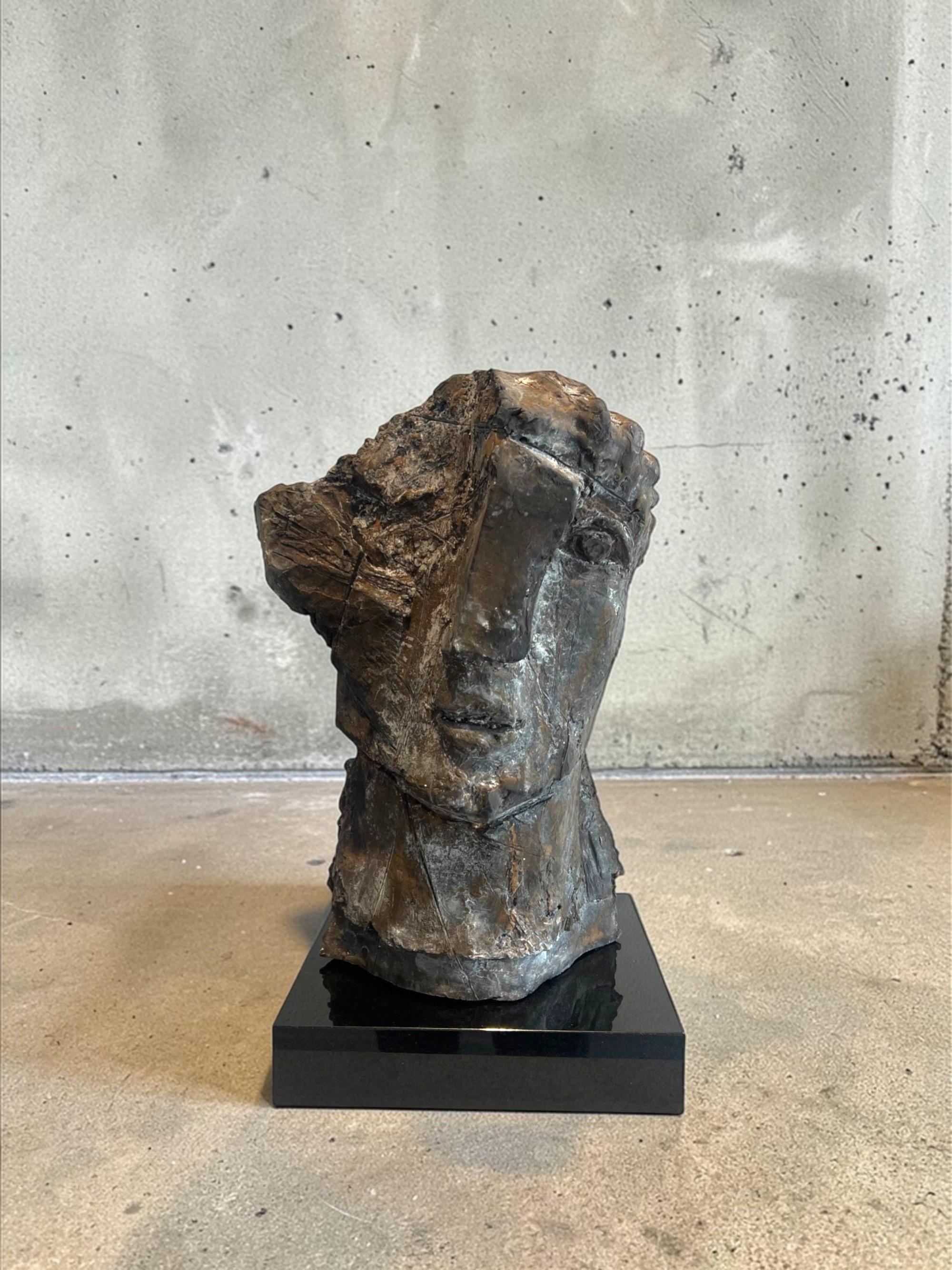 Discourse II Sculpture Bronze Head Portrait Cubism Abstract In Stock
