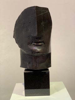 Innerer Kreis Schwarz Bronze Figurative Geometrische Skulptur Kopf Abstrakt – auf Lager