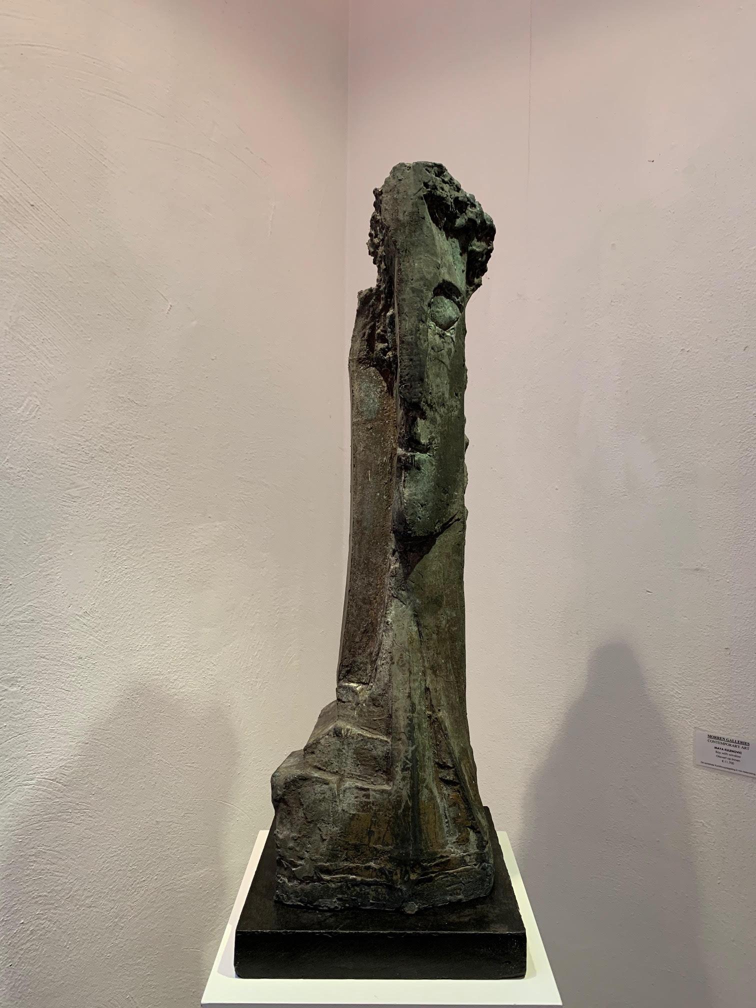 Moonlight Bronze Figurative Abstract Geometric Grey Head Contemporary - Sculpture by Thomas Junghans