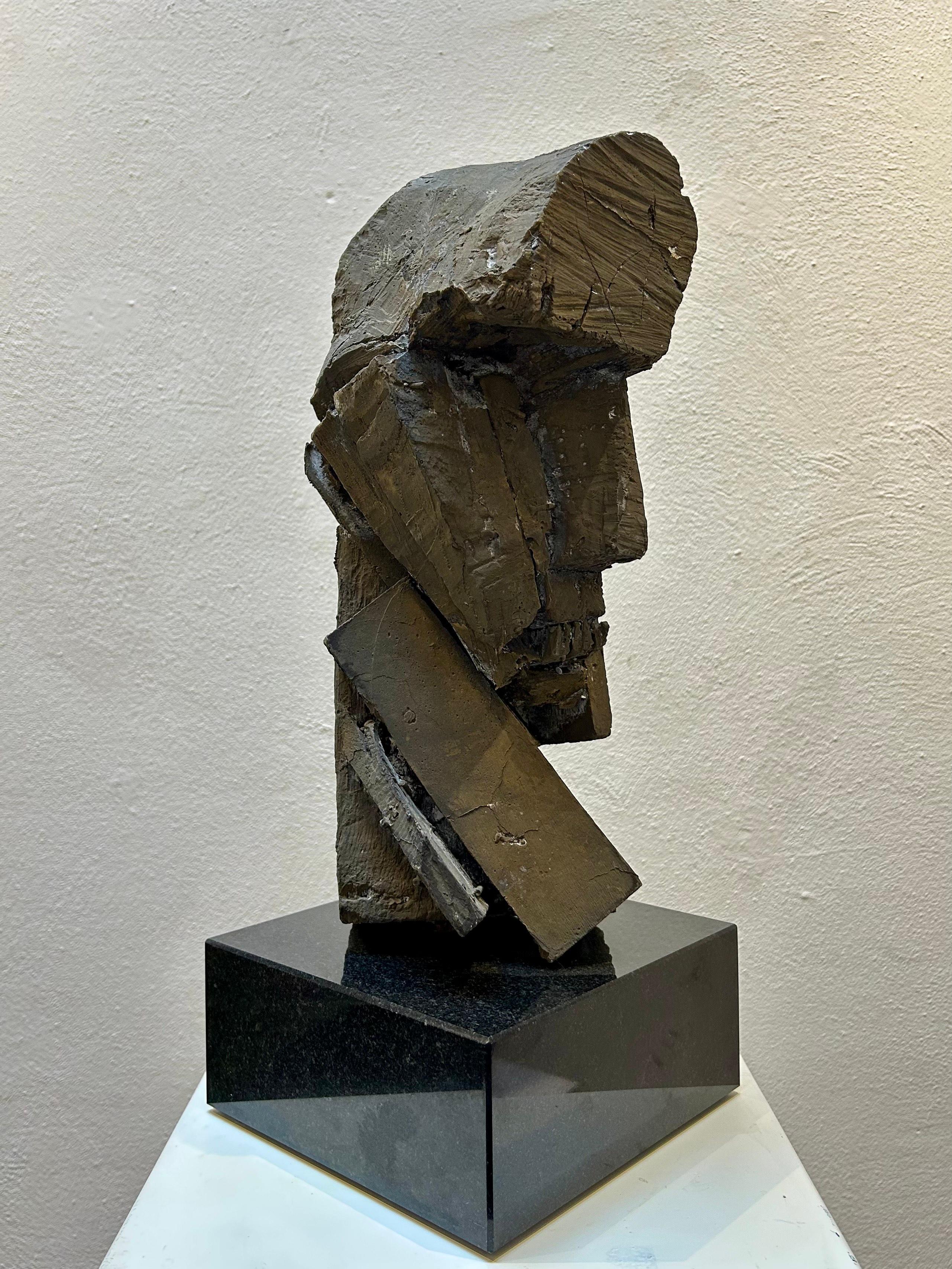 Figurative Sculpture de Thomas Junghans - Diálogo platónico I - Escultura de bronce Retrato abstracto de filosofía  En stock