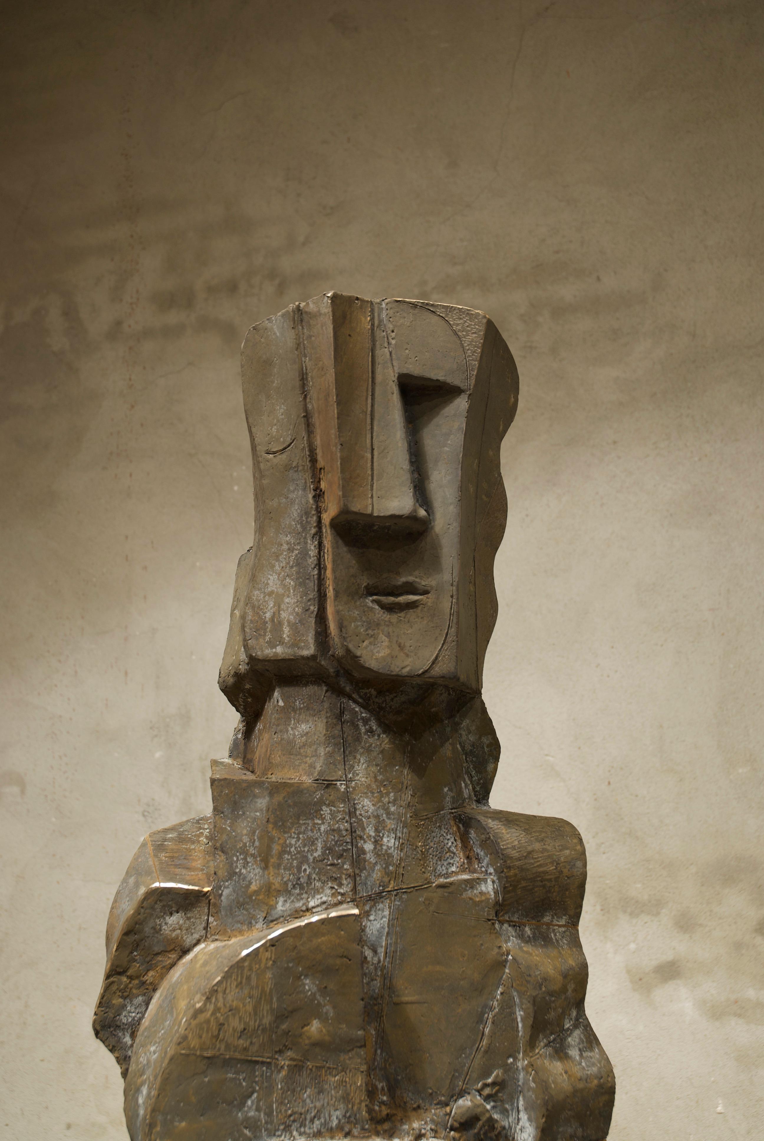 Sun Set Big Bronze Sculpture Geometric Abstract Figurative Head In Stock For Sale 1