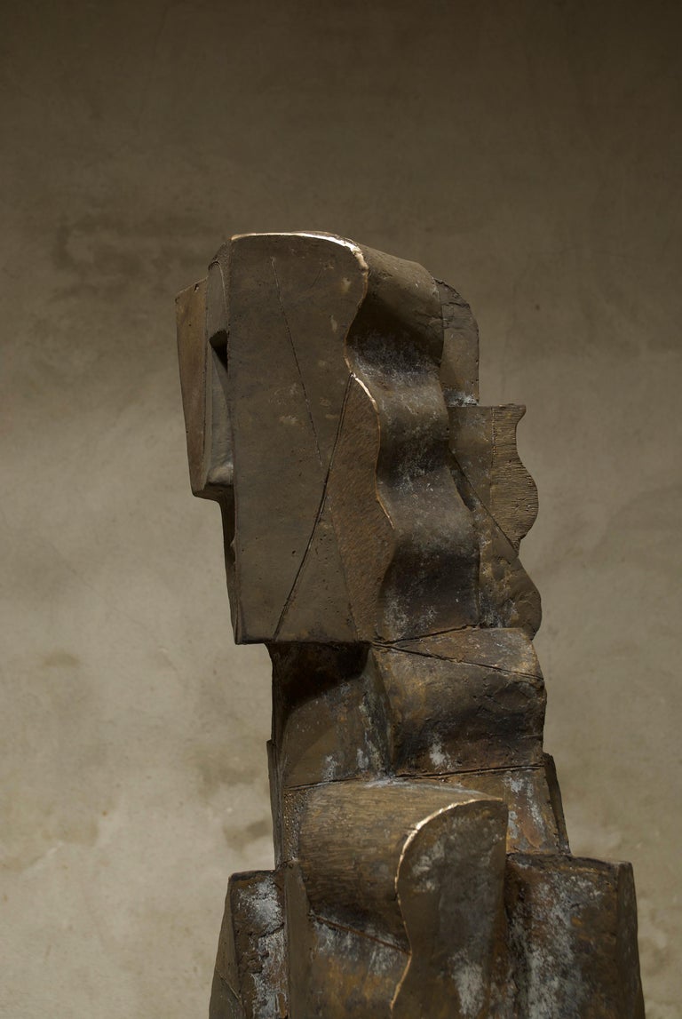 Sun Set Big Bronze Sculpture Geometric Abstract Figurative Head In Stock For Sale 4