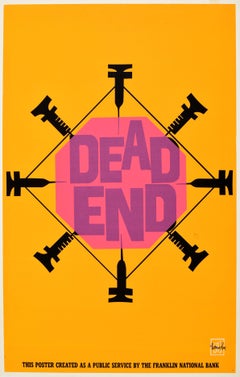 Original Vintage Poster Dead End Needles Drug Abuse Public Health Graphic Design