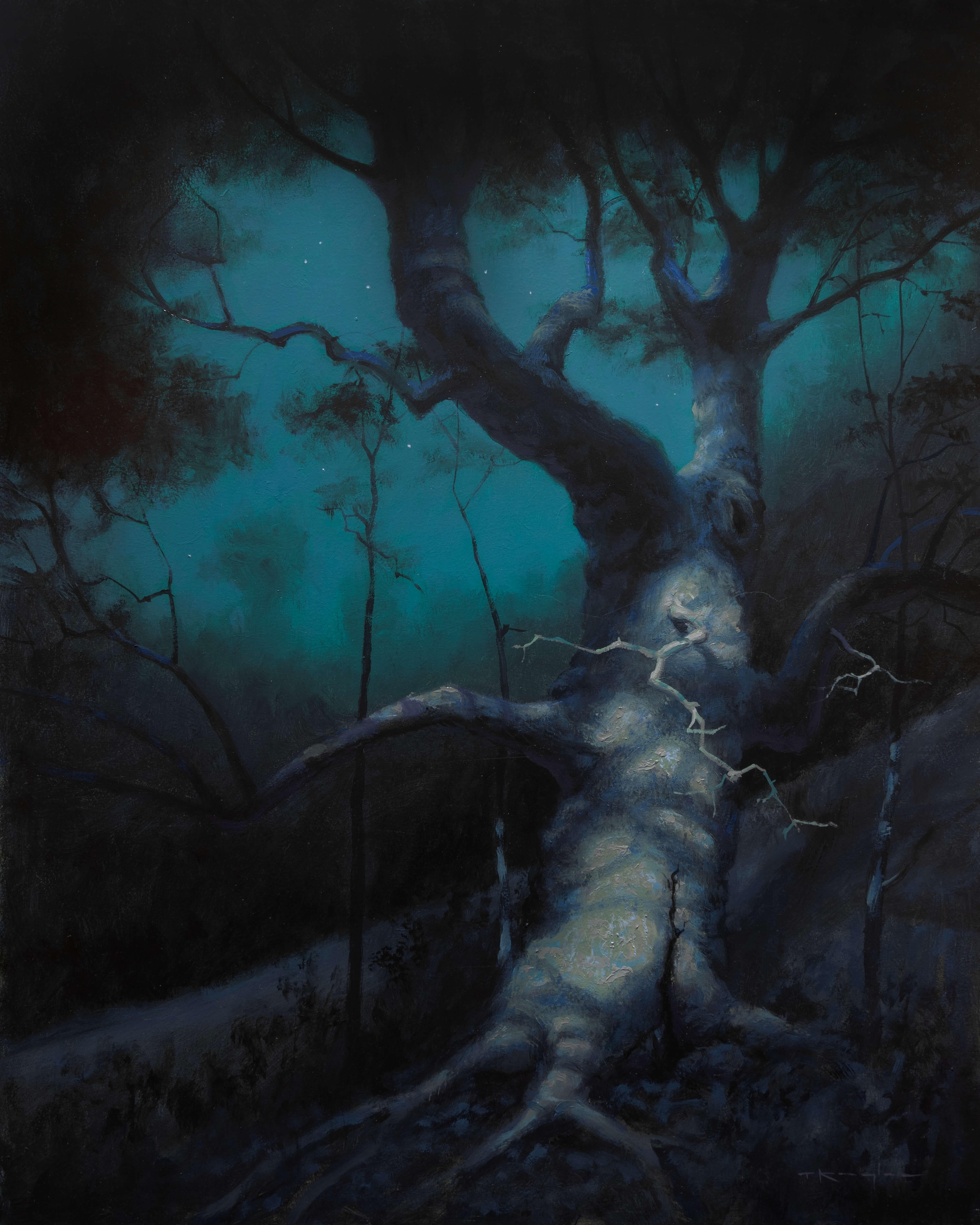 Thomas Kegler Landscape Painting – "Eine Mittsommernacht, Römer 5:4" (2025) Original Ölgemälde, Nocturne