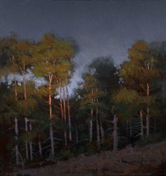 "Evening Pines" - Contemporary Tonalist Forest Landscape Oil Painting, 2026