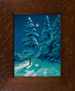 "Oh Night Divine, Luke 2:1-20" (2024) Peinture à l'huile originale, scène de neige