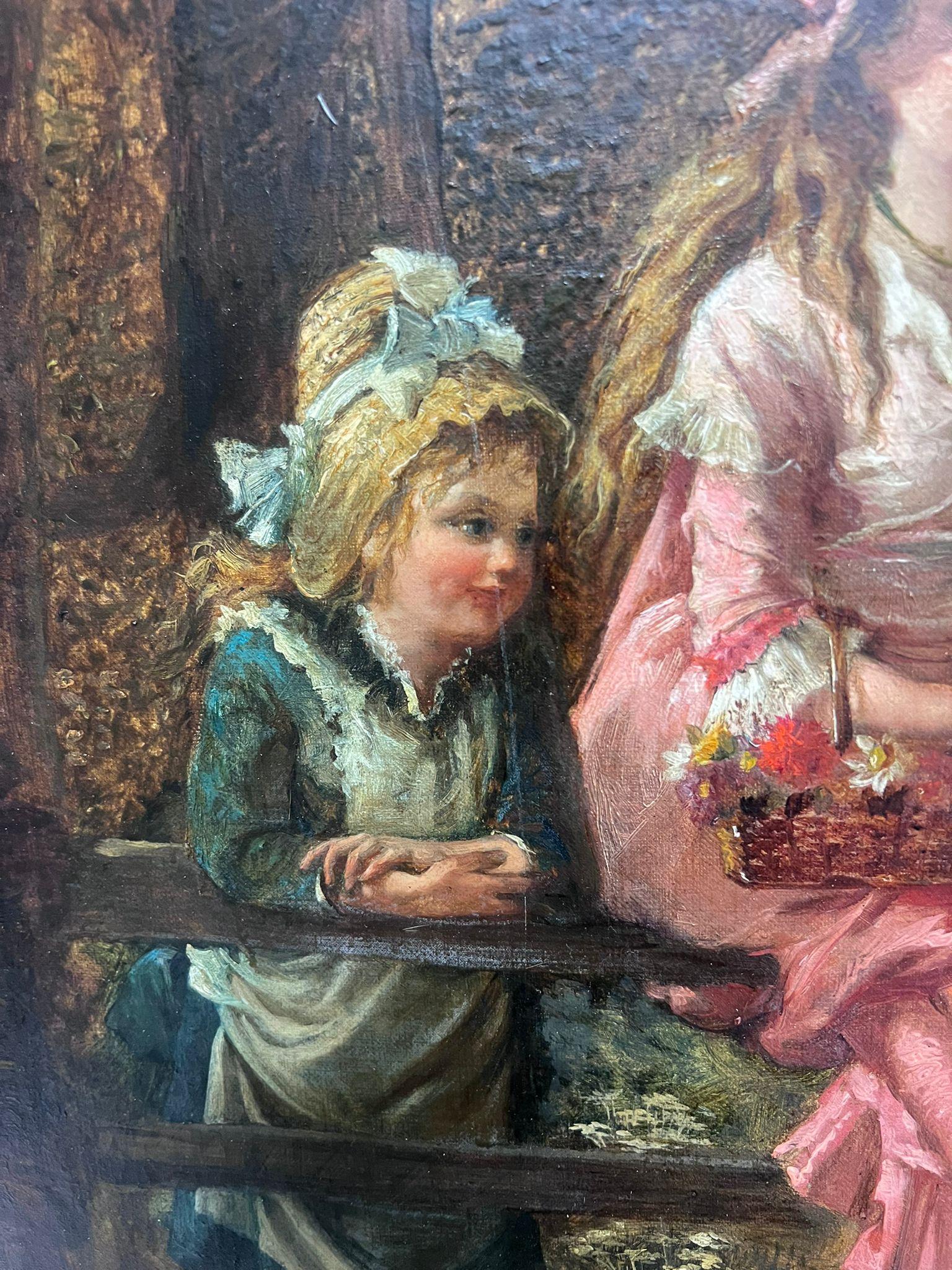 Pintura al óleo victoriana británica muy grande Retrato de joven artista Pintura - Figurative Painting Marrón de Thomas Kent Pelham (act.1860-1891)