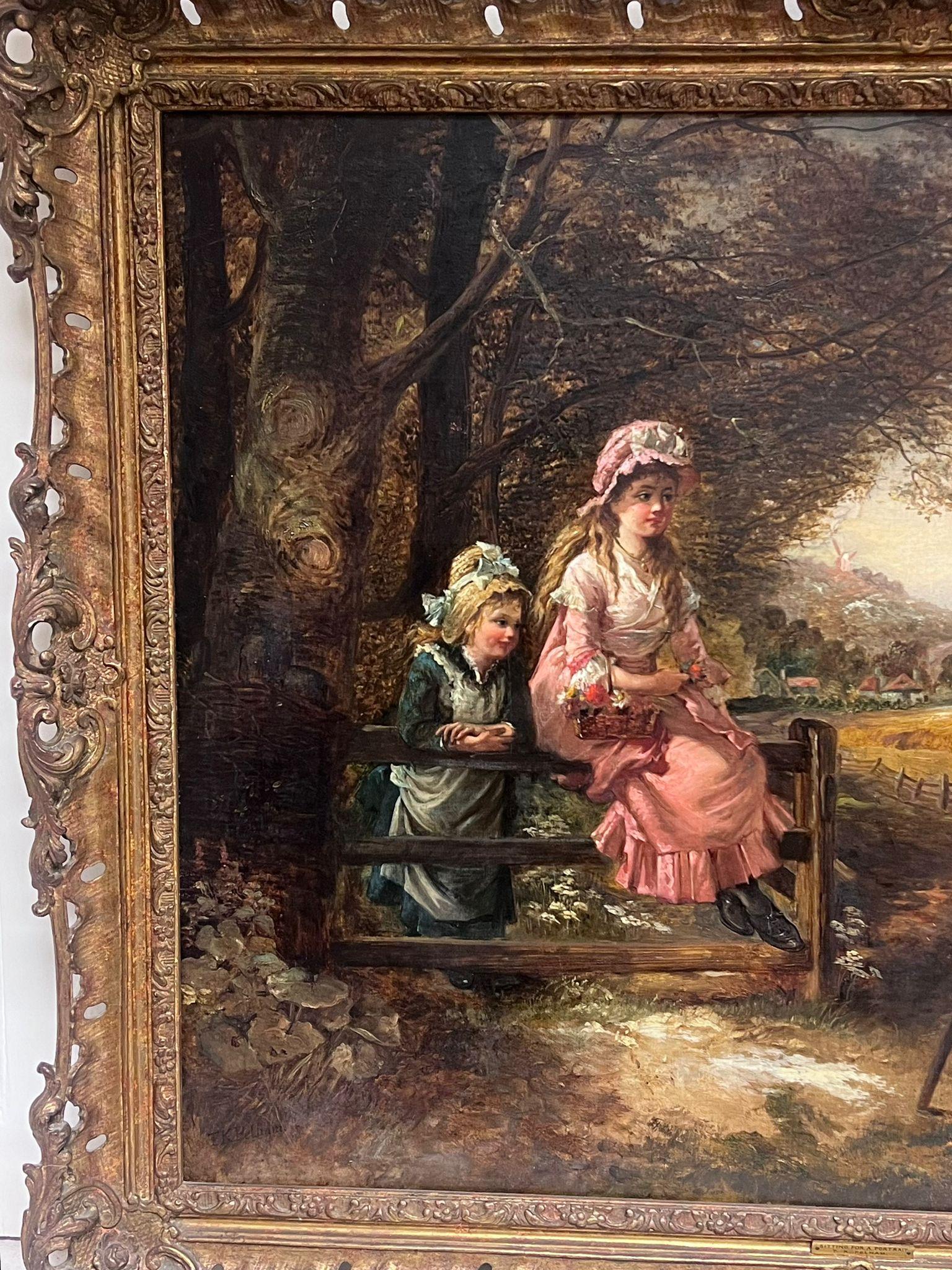 Très grande peinture à l'huile victorienne britannique représentant un portrait de jeune artiste en vente 5