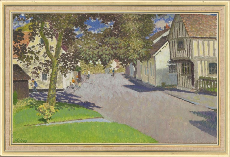 Thomas King Thomas King 20th Century Oil, View Down Swan Street, Ashwell For Sale at 1stDibs
