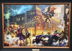 Dark Knight Saves Gotham City, Thomas Kinkade Studios with Two Original Drawings