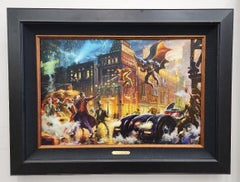 Dark Knight Saves Gotham City, Thomas Kinkade Studios with Two Original Drawings