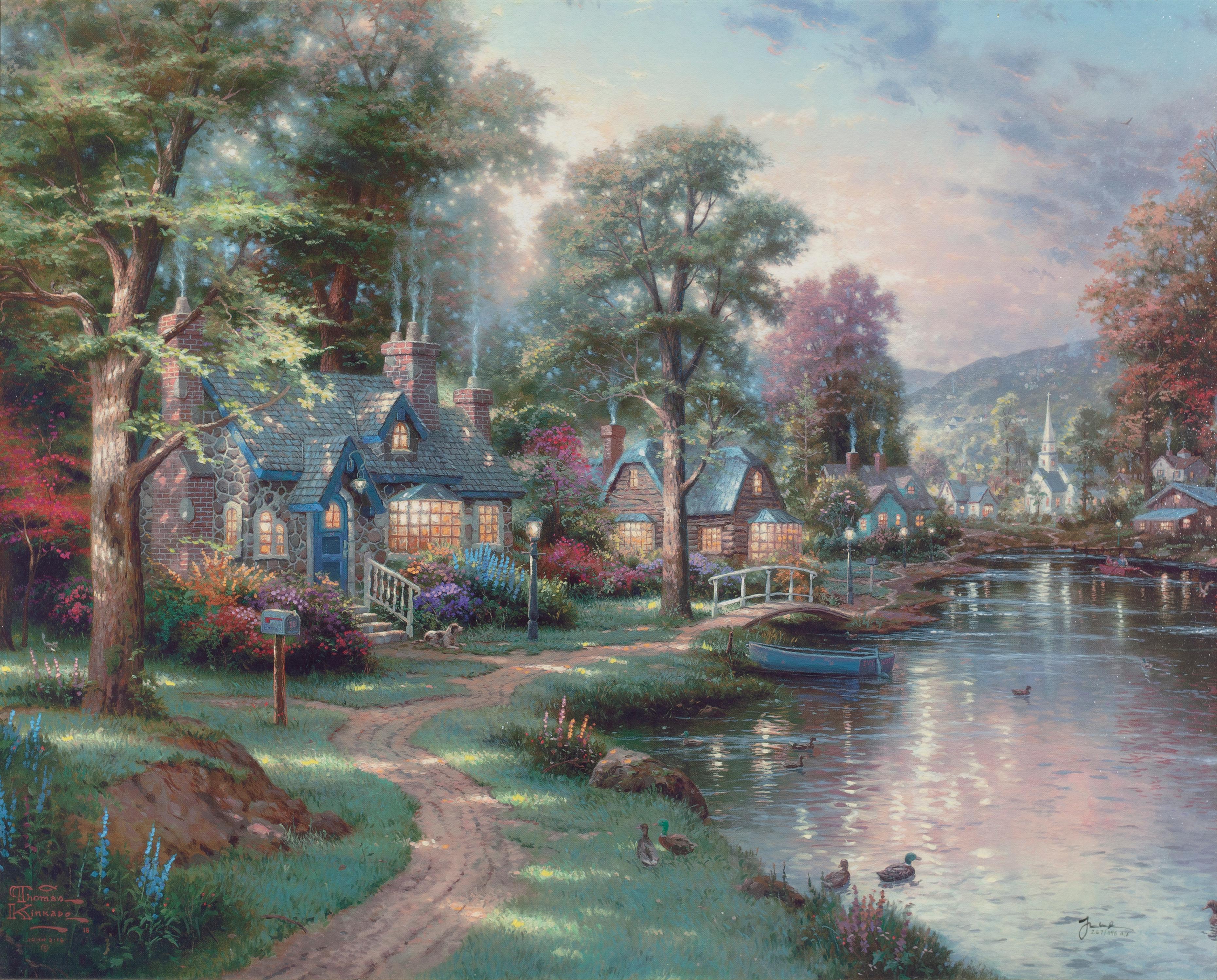 Hometown Lake, Hometown Memories IV - Print di Thomas Kinkade