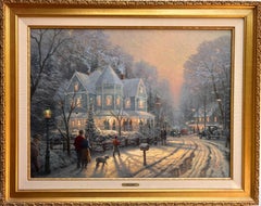 Vintage Thomas Kinkade "Holiday Gathering" on S/N Canvas, 25.5" x 34" Limited 187/6950