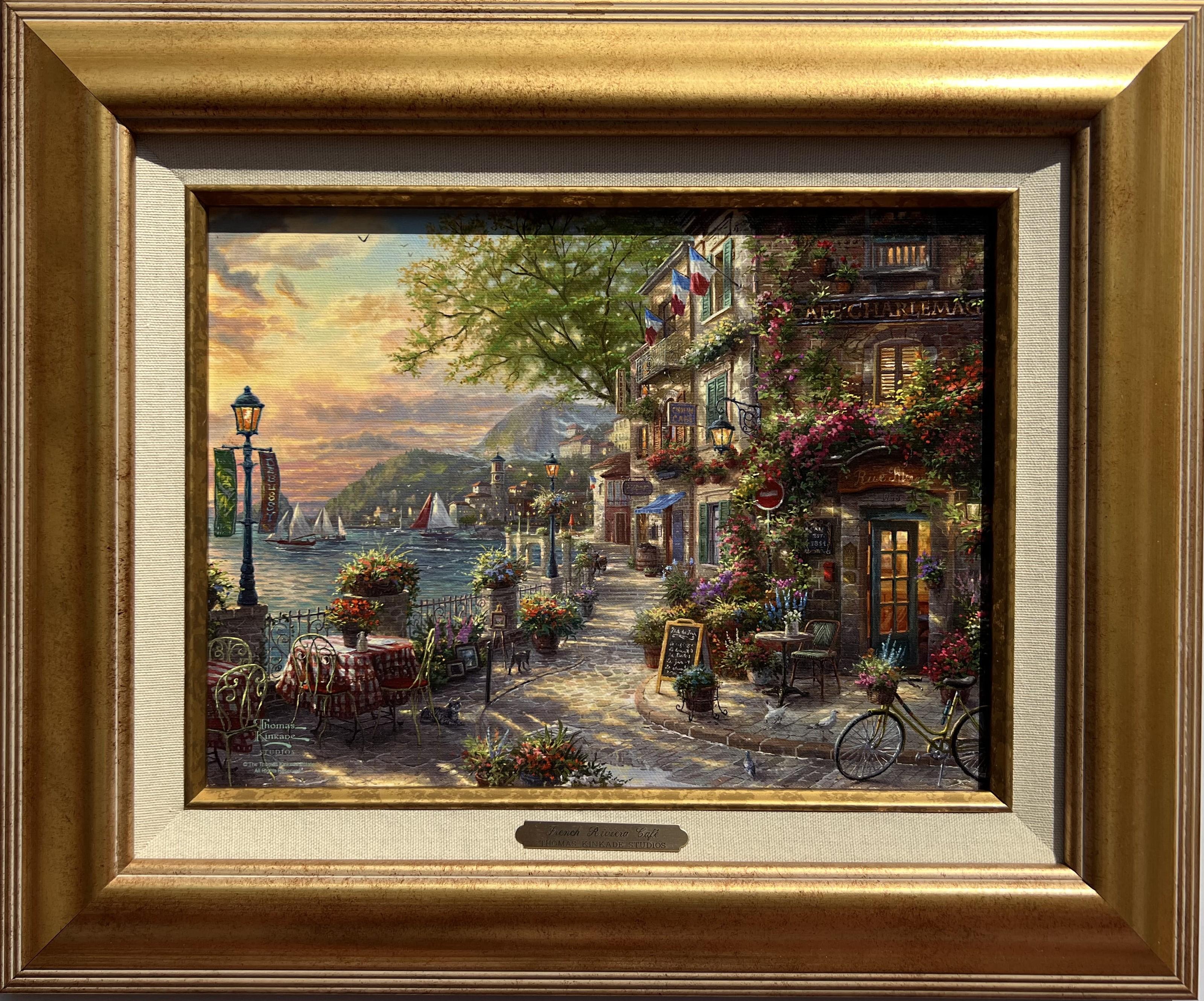 Thomas Kinkade Tomas Kinkade "French Riviera Café" Brett 12" x 9