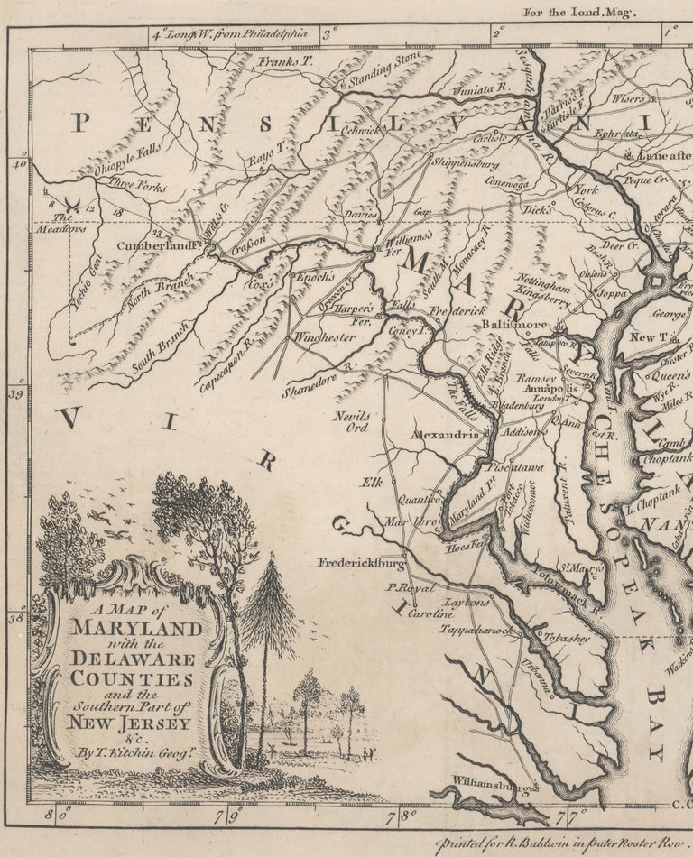 Thomas Kitchin 1757 Map of Maryland, Delaware Counties and the