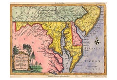 Antique 18th-C. Map of Maryland & Delaware