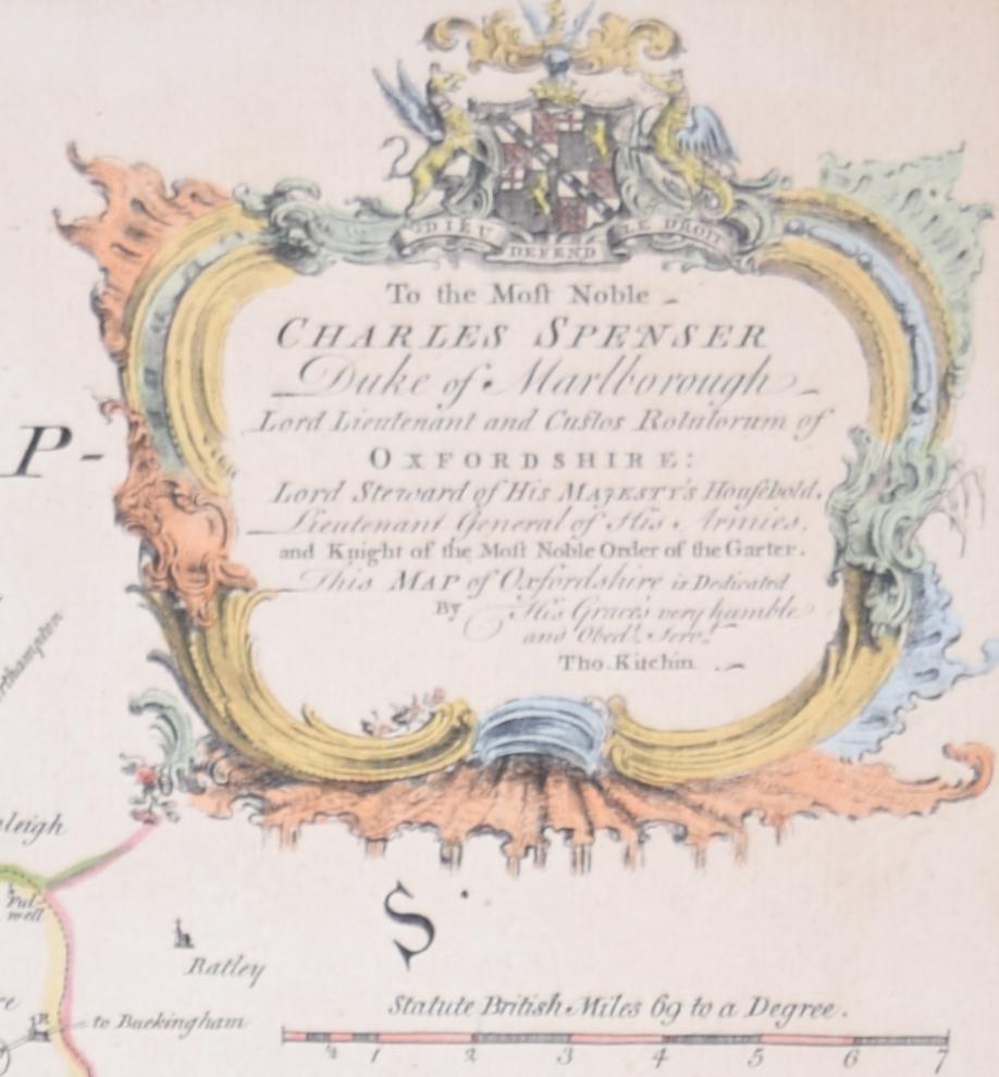 Kartenkarte von Oxfordshire, farbiger Kupferstich aus dem 18. Jahrhundert von Thomas Kitchin im Angebot 2