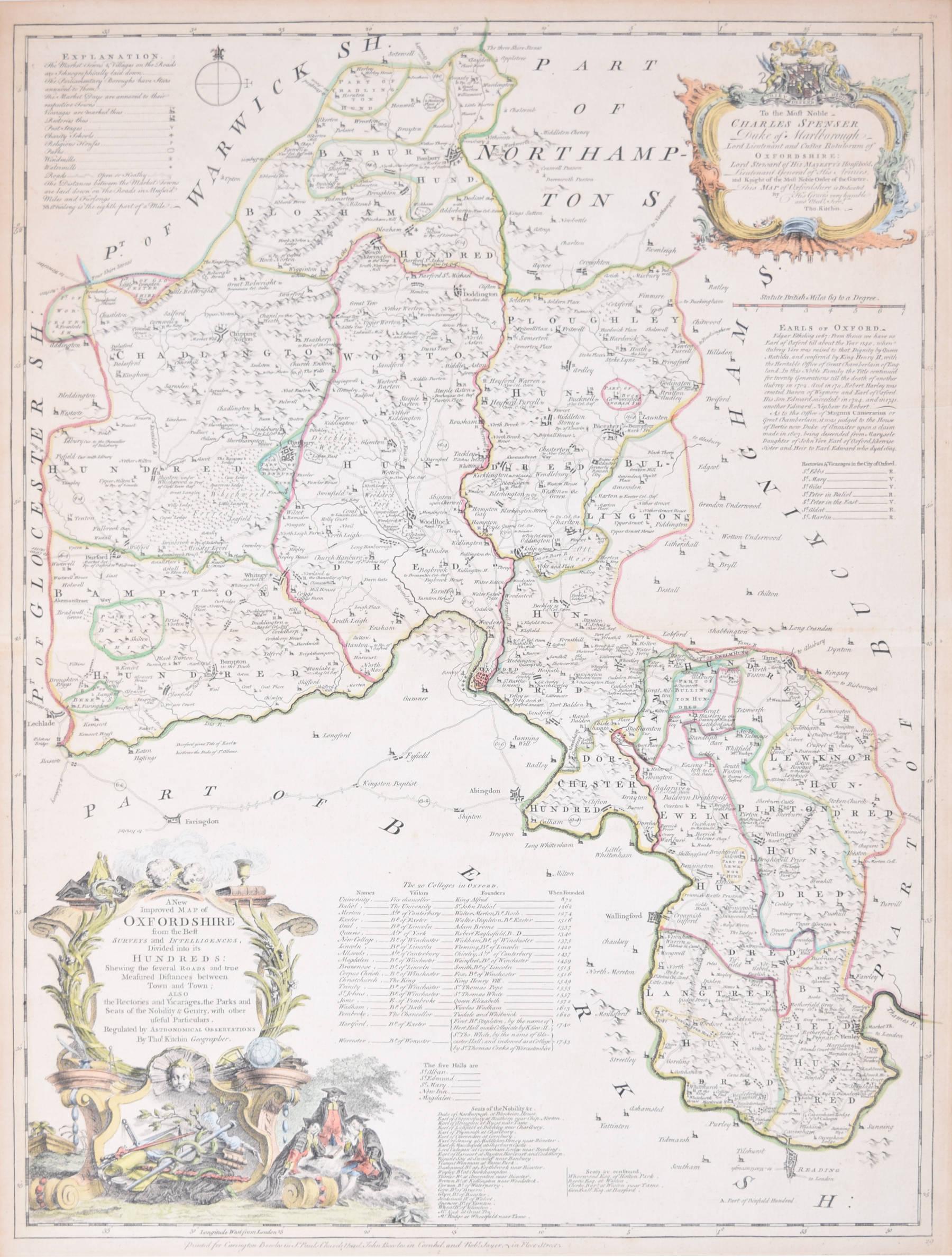 To see our other original maps, scroll down to "More from this Seller" and below it click on "See all from this Seller" - or send us a message if you cannot find the poster you want.

Thomas Kitchin (1719 - 1784)
Map of Oxfordshire (1764)
Engraving