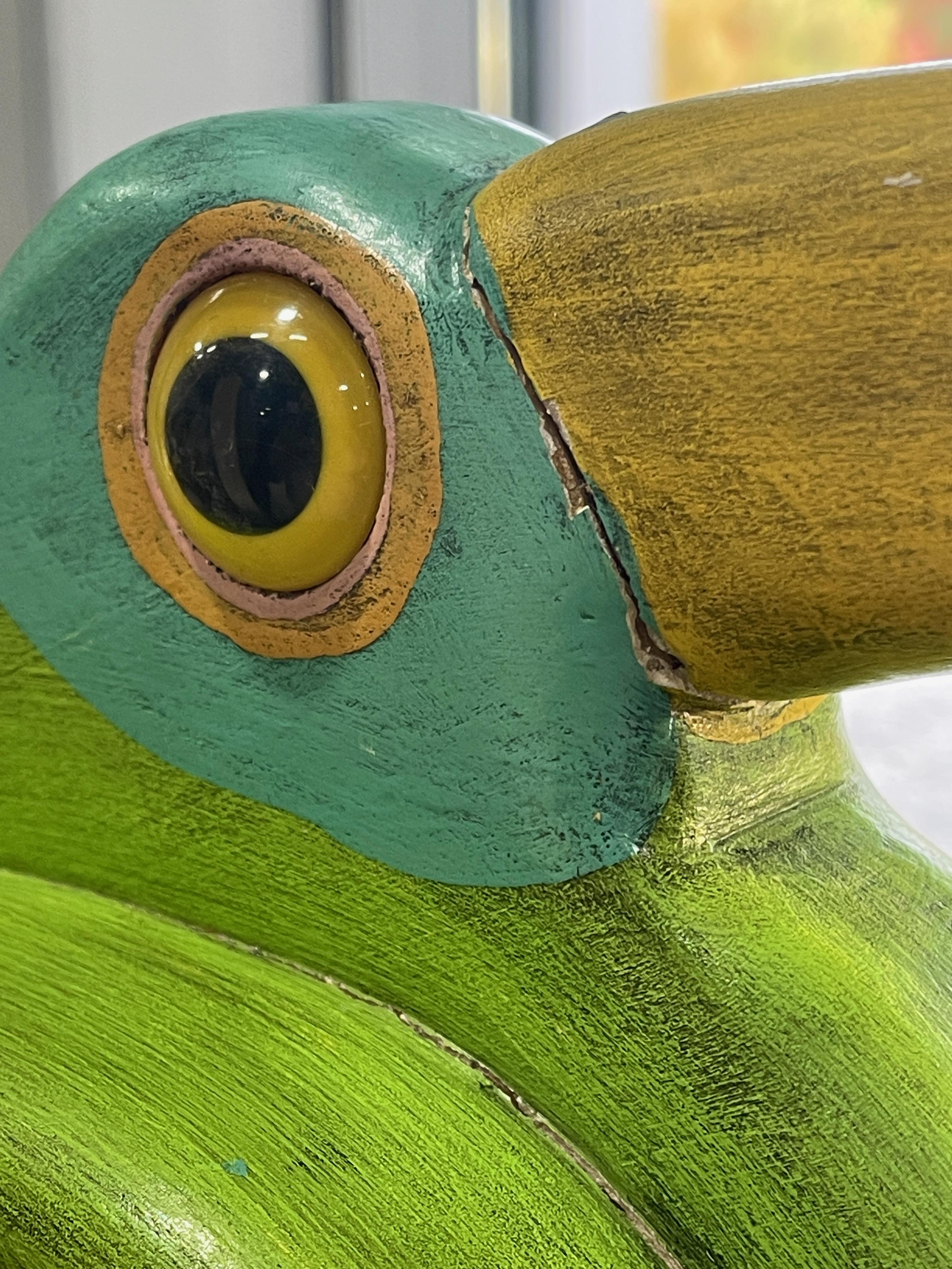 Thomas Kloss Whimsical Bird Sculpture Carved Wood and Hand Painted Folk Art For Sale 4