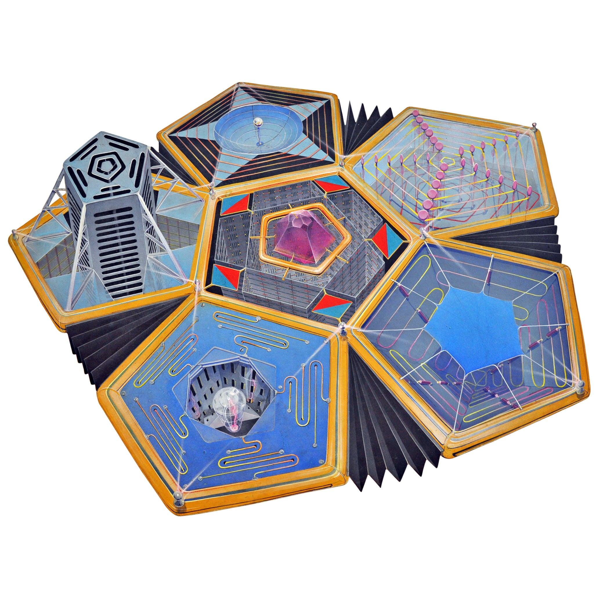 Thomas Kress, signiert Gouache auf Karton „Nuclearity“, 1973 im Angebot 1