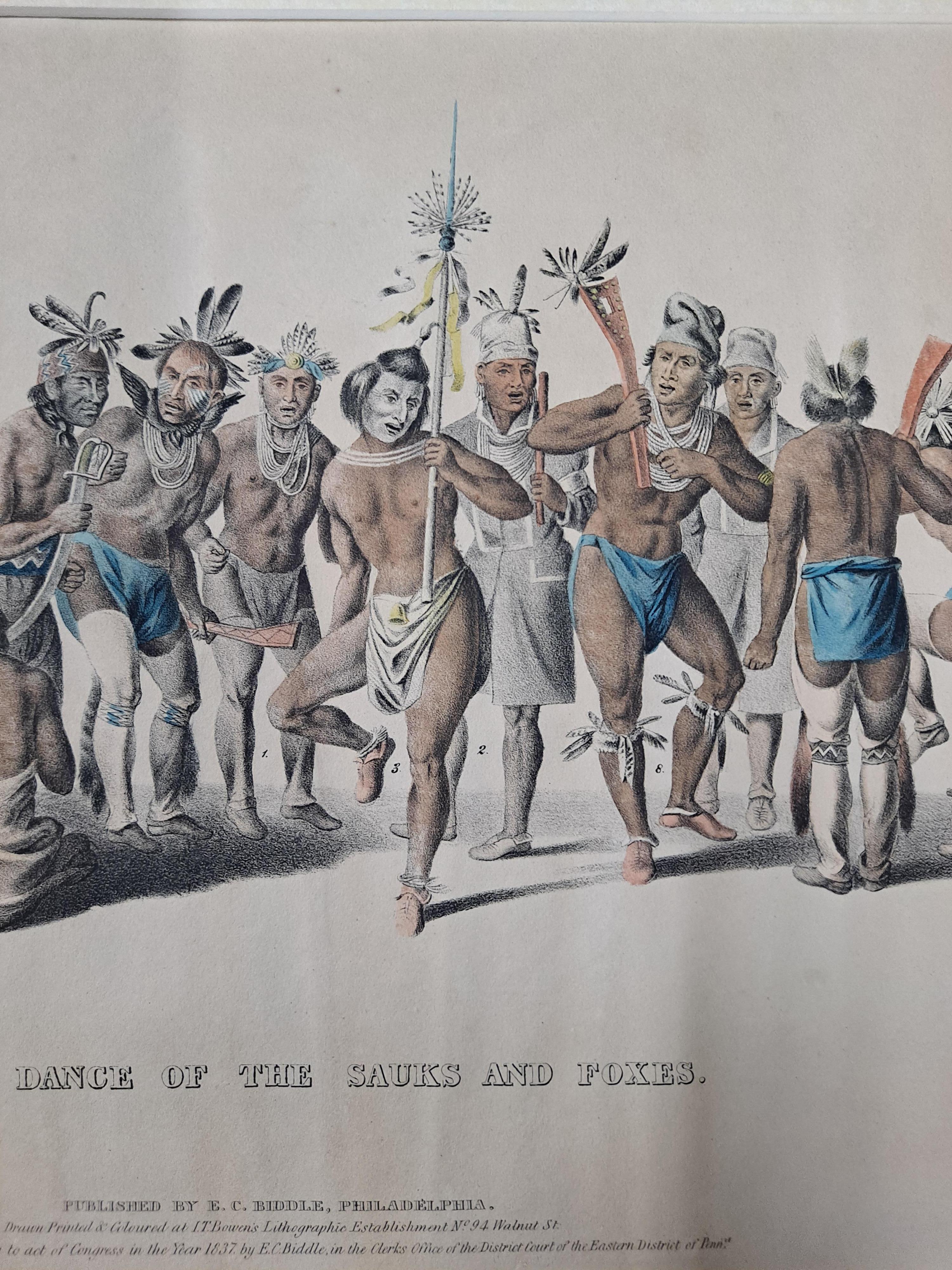 War Dance Of The Sauks And Foxes Hand Colored Lithograph c.1837

Published by E.C. Biddle, Philadelphia.

Beautiful hand colored lithograph from the 