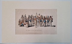 Antique War Dance of the Sauks and Foxes Hand Colored Lithograph C.1837