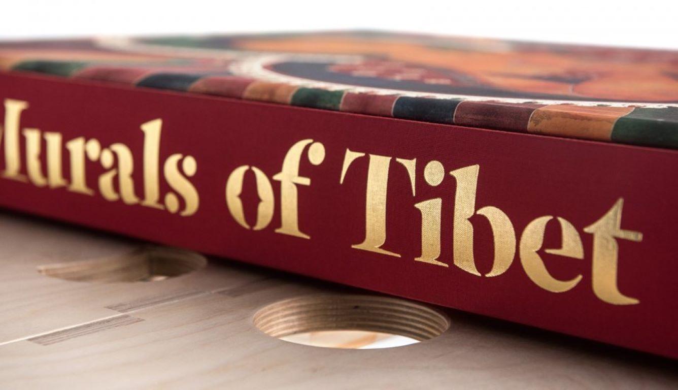 Contemporary Thomas Laird's Murals of Tibet Signed by the Dalai Lama with Bookstand For Sale