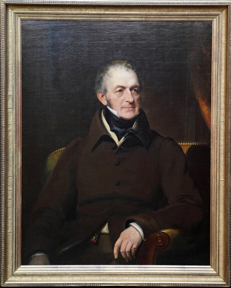 Portrait of a Seated Gentleman - British 19th century art portrait oil painting For Sale 7
