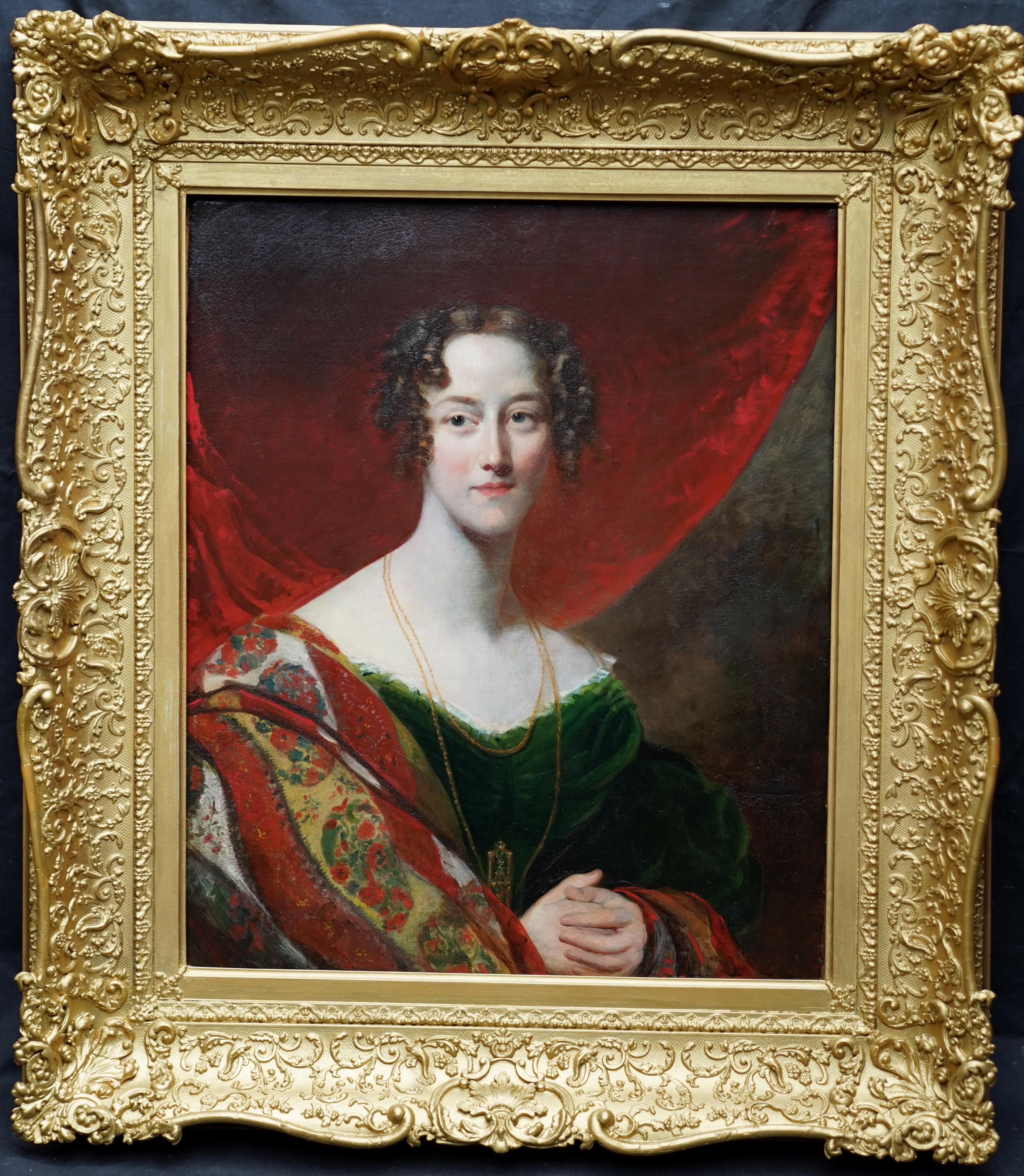 Portrait of a Young Woman with Shawl - British early 19thC portrait oil painting For Sale 7