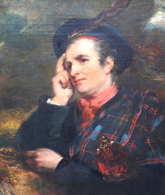 Portrait of Gentleman in Traditional Scottish Dress Old Master art oil painting