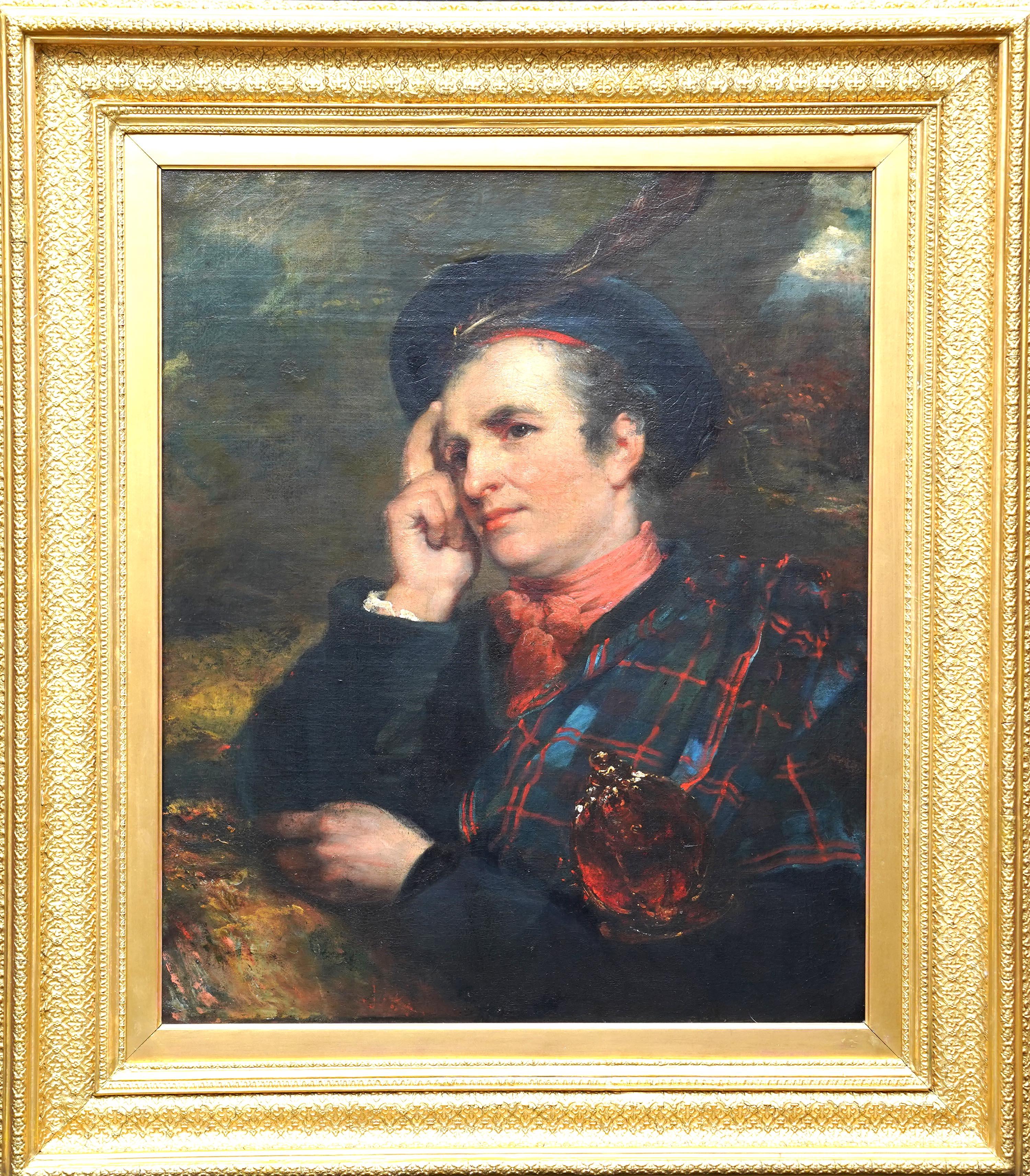 Portrait of Gentleman in Traditional Scottish Dress Old Master art oil painting