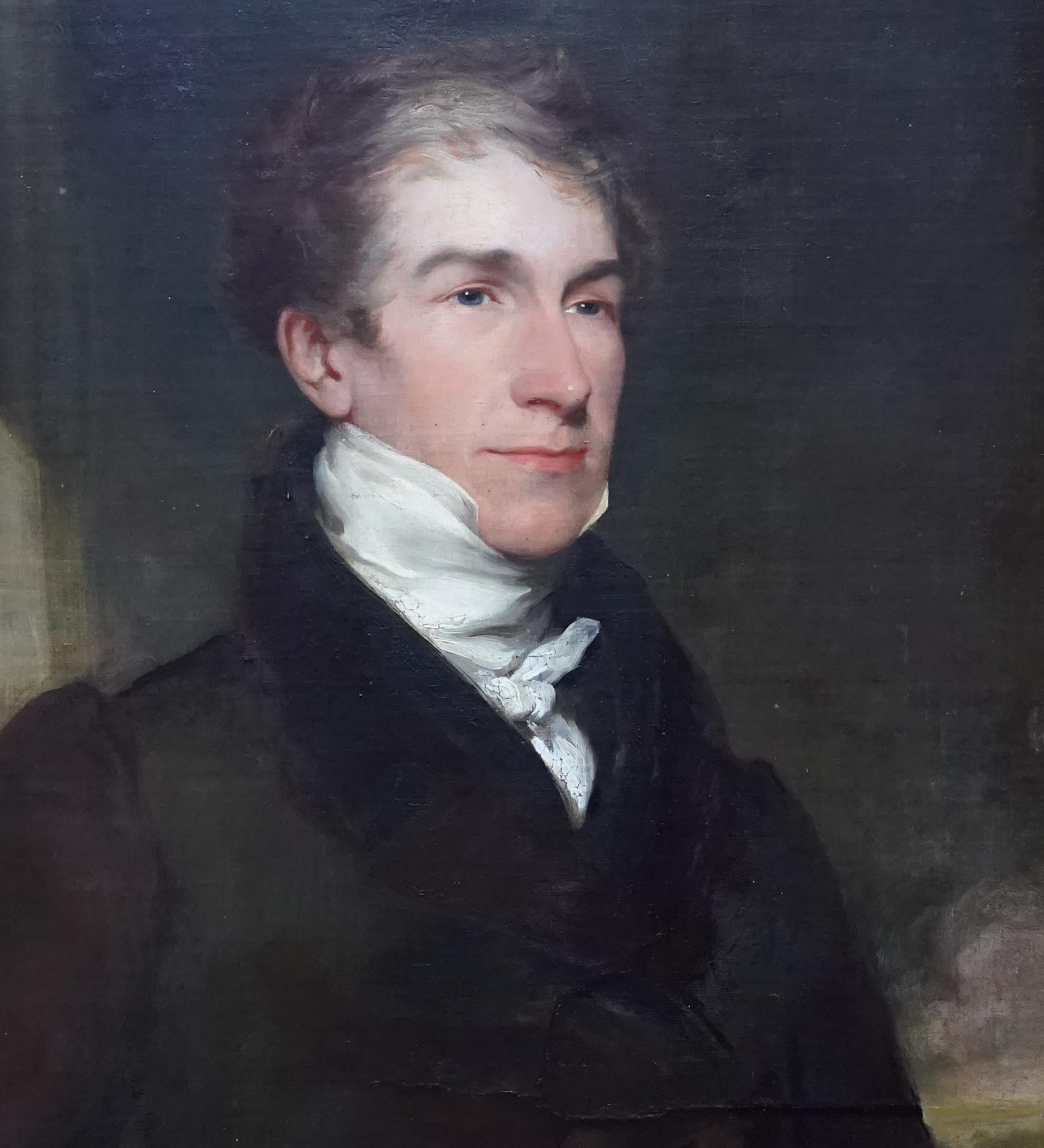 Portrait de William Cooper - Art victorien britannique portrait masculin peinture à l'huile - Noir Portrait Painting par Thomas Lawrence